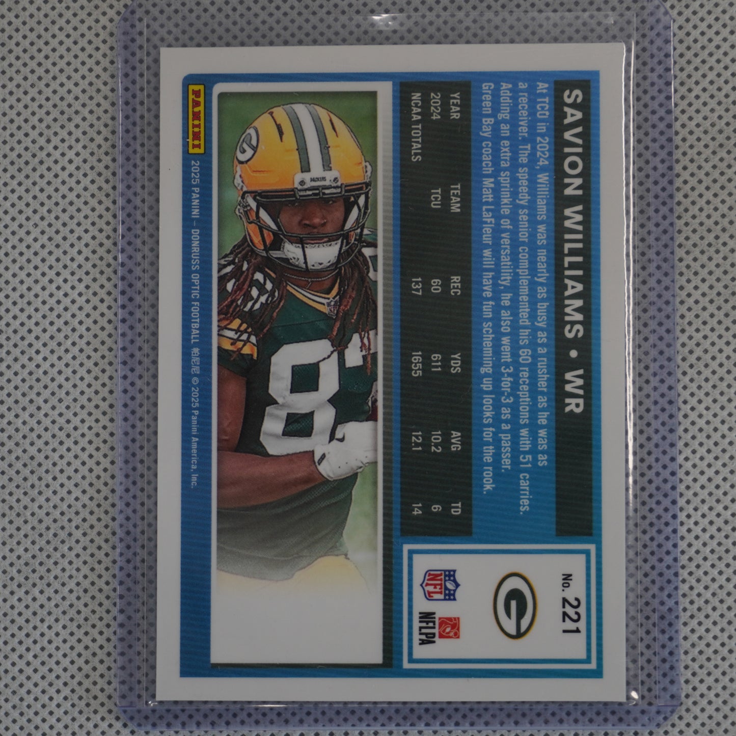 2025 Donruss Optic #221 Savion Williams Green Bay Packers RC