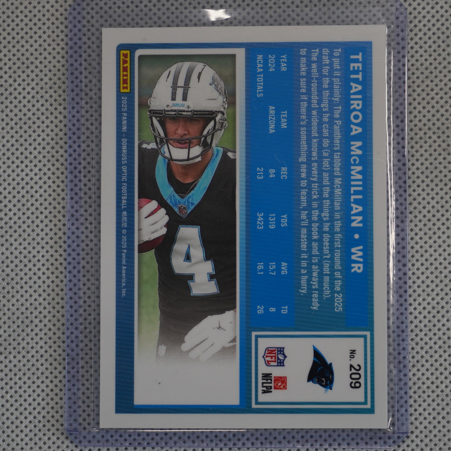 2025 Donruss Optic #209 Tetairoa McMillan Carolina Panthers RC