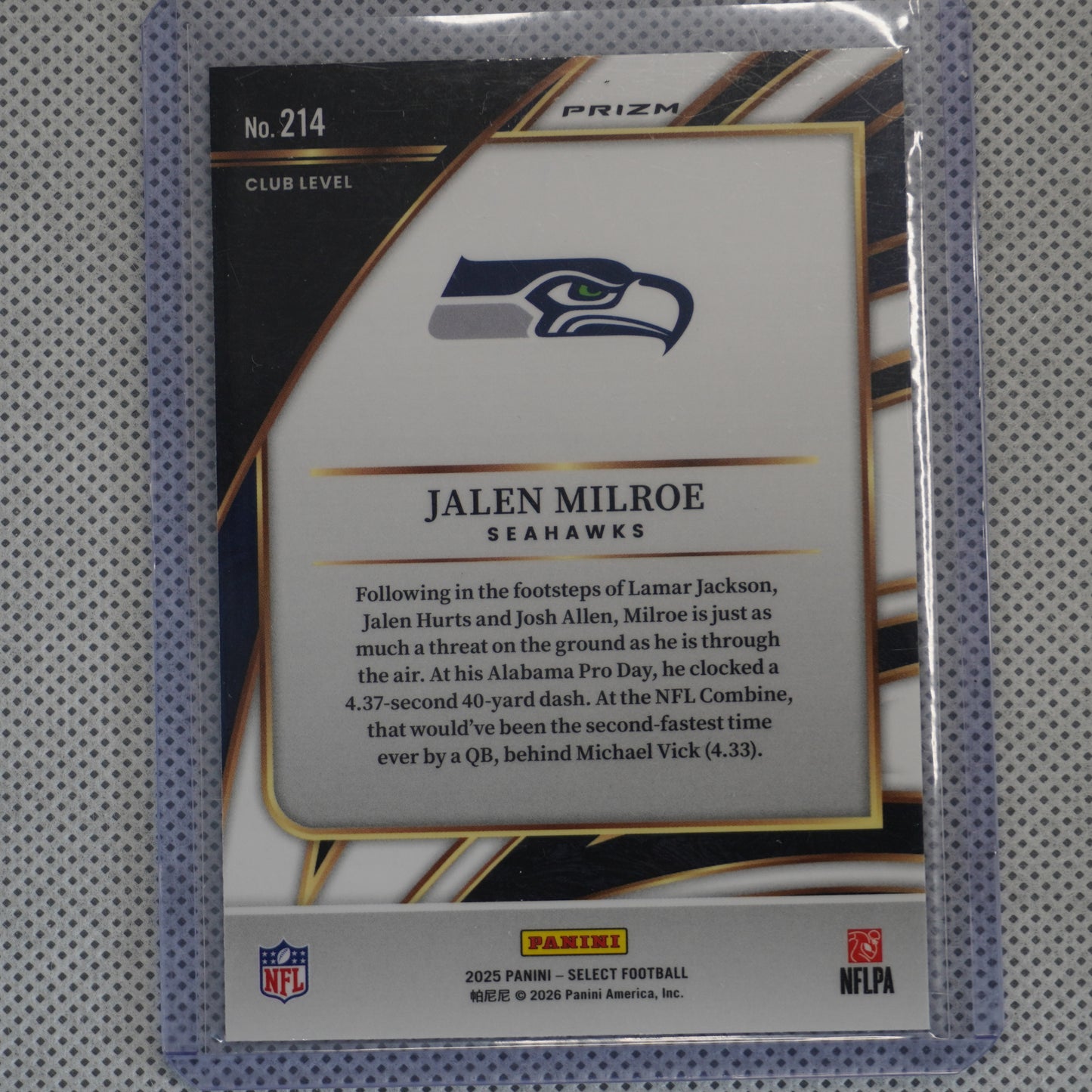 2025 Panini Select #214 Jalen Milroe Silver Prizm Seattle Seahawks