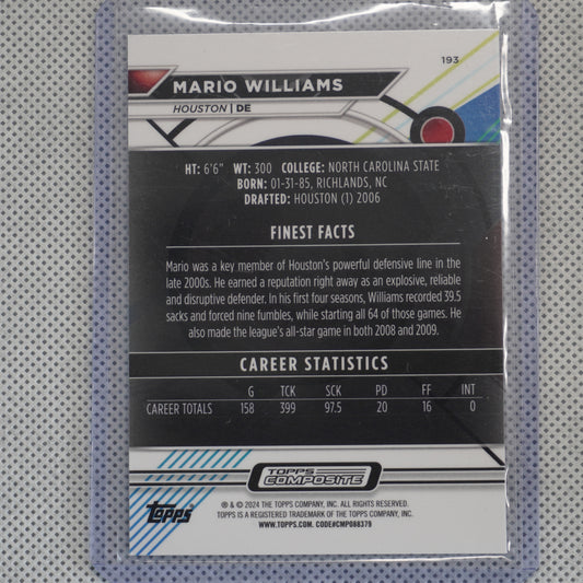 2023 Topps Composite #193 Mario Williams Finest Checkerboard Refractor Houston Texans