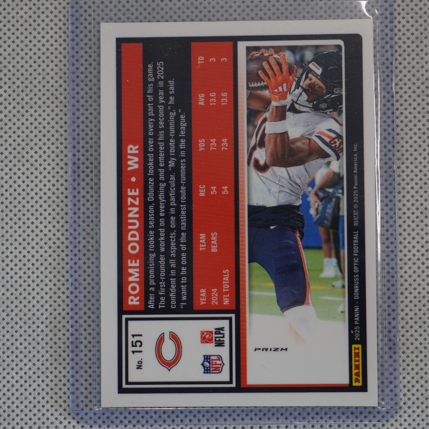 2025 Donruss Optic #151 Rome Odunze Holo Chicago Bears