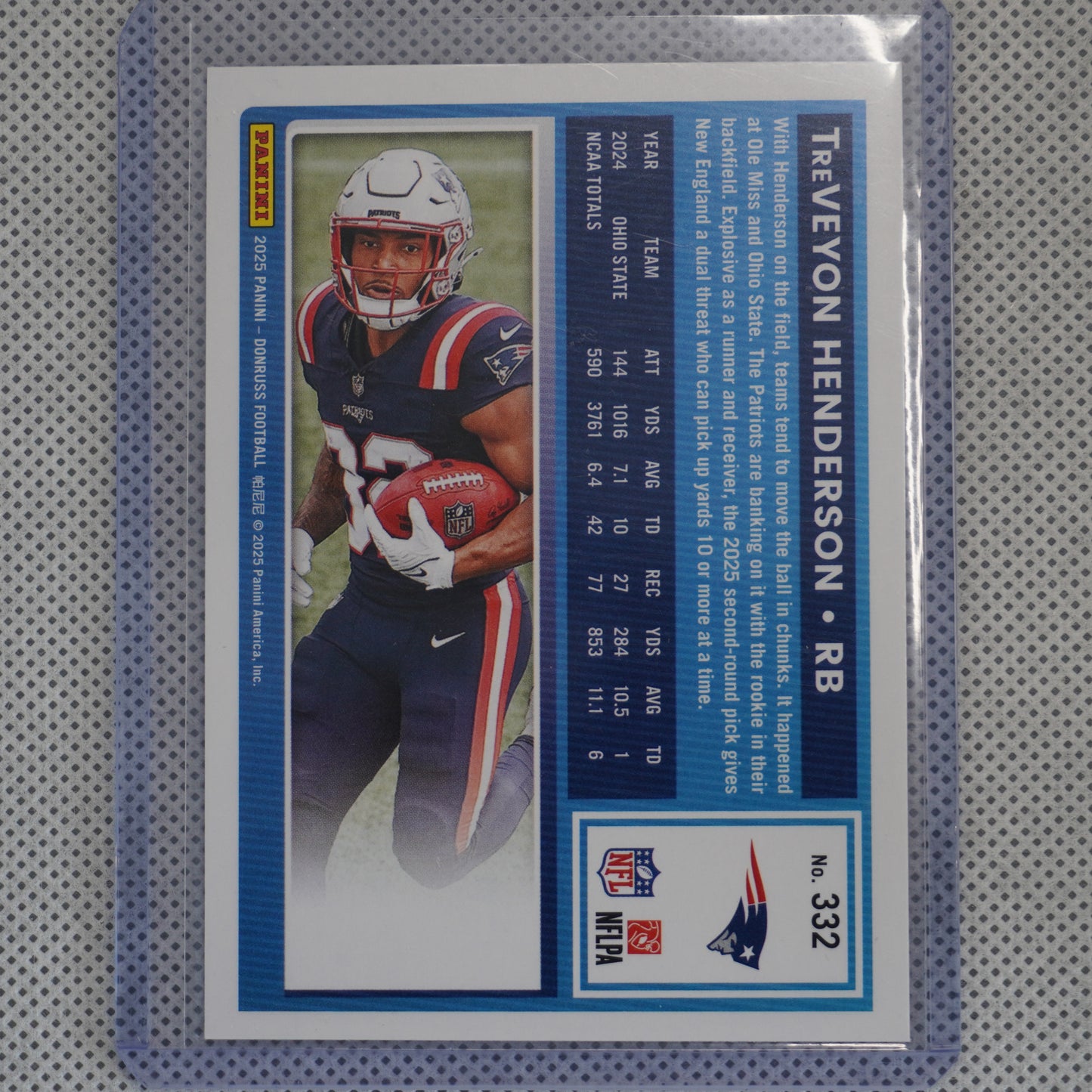 2025 Donruss #332 TreVeyon Henderson New England Patriots RC