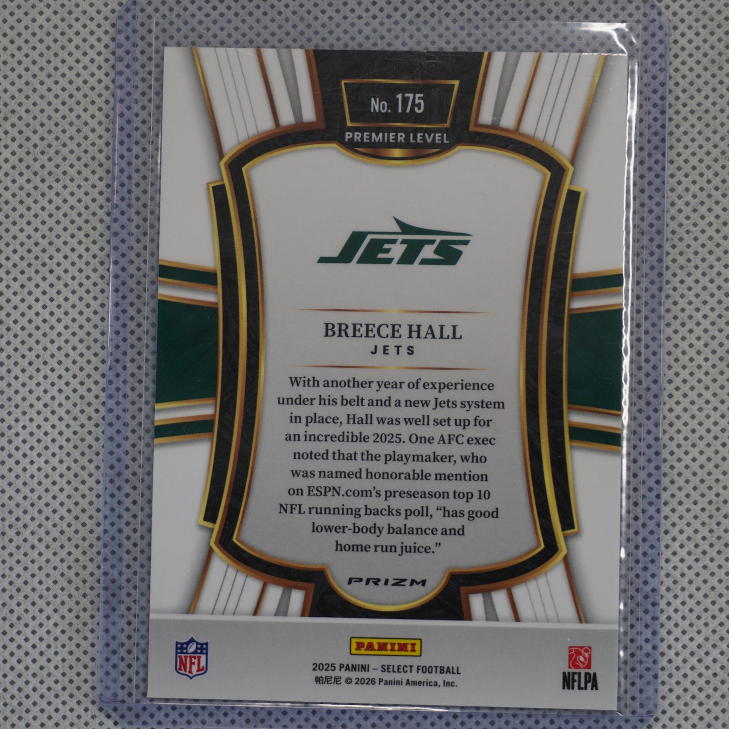 2025 Panini Select #175 Breece Hall Pink Prizm Shock New York Jets