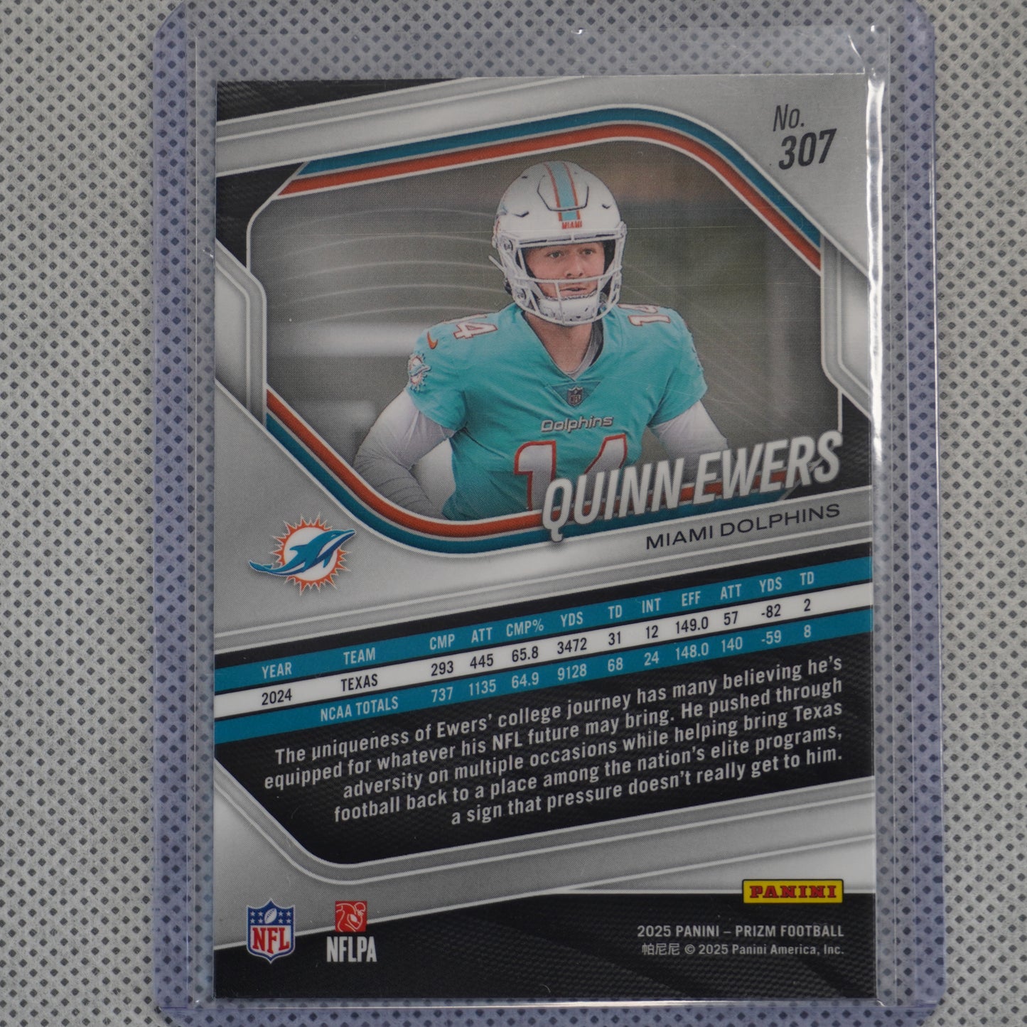 2025 Panini Prizm #307 Quinn Ewers Miami Dolphins RC