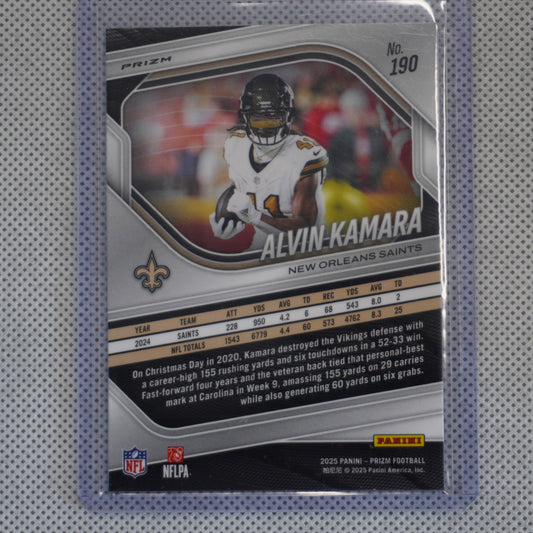 2025 Panini Prizm #190 Alvin Kamara Silver New Orleans Saints