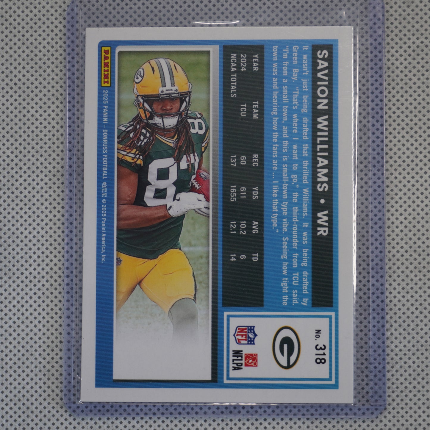 2025 Donruss #318 Savion Williams Green Bay Packers RC