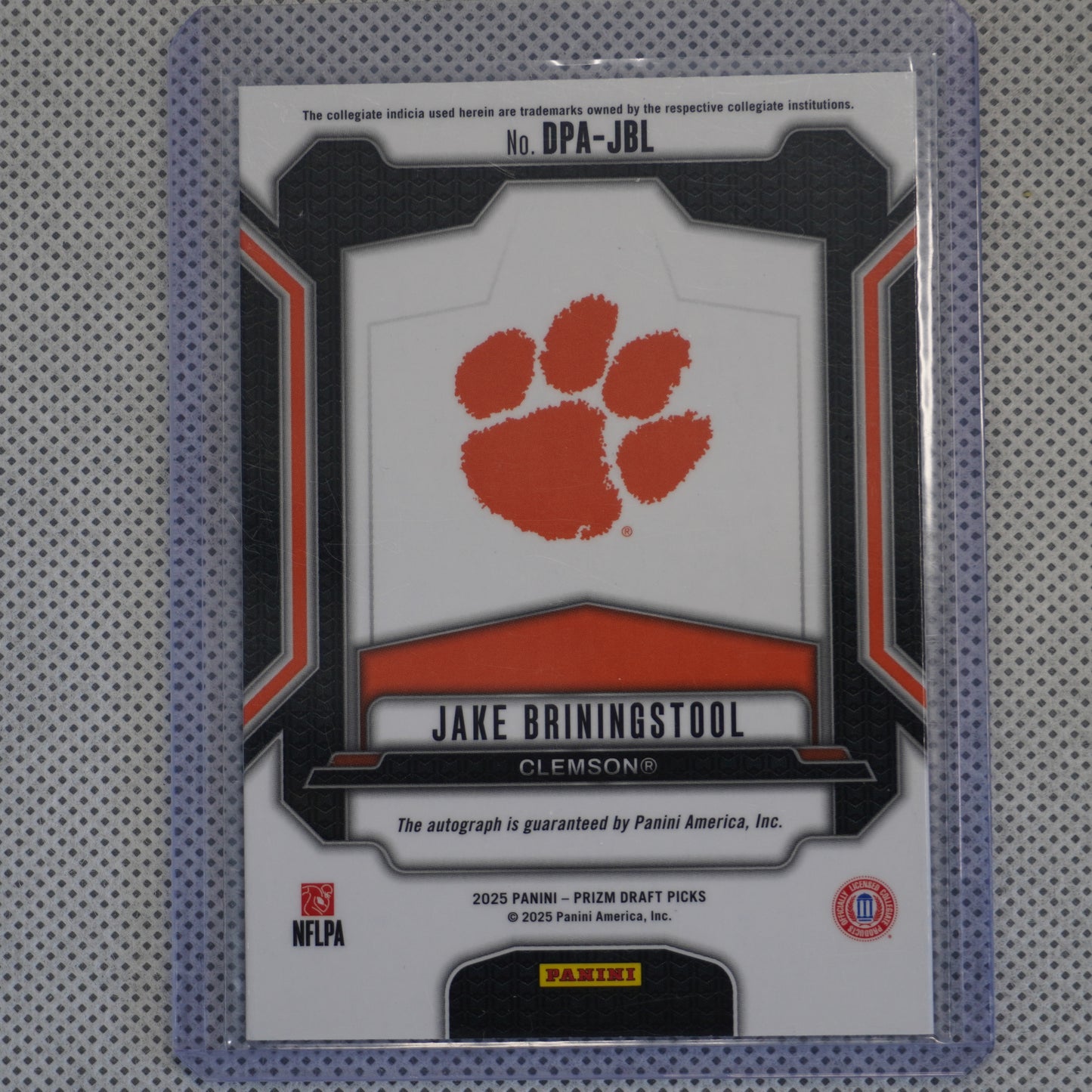 2025 Panini Prizm Draft Picks #DPA-JBL Jake Briningstool Draft Picks Autographs Clemson Tigers AU