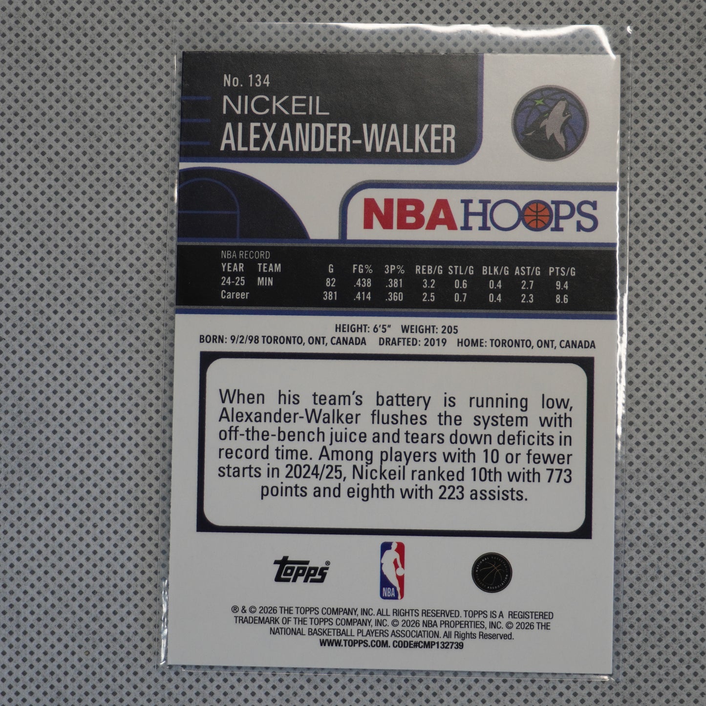 2025-26 Hoops #134 Nickeil Alexander-Walker Rainbow Minnesota Timberwolves