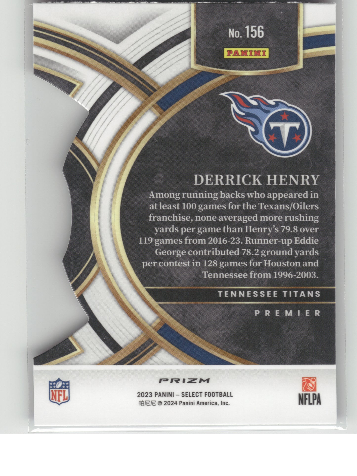 2023 Panini Select #156 Derrick Henry Red and Blue Prizms Die Cuts Tennessee Titans