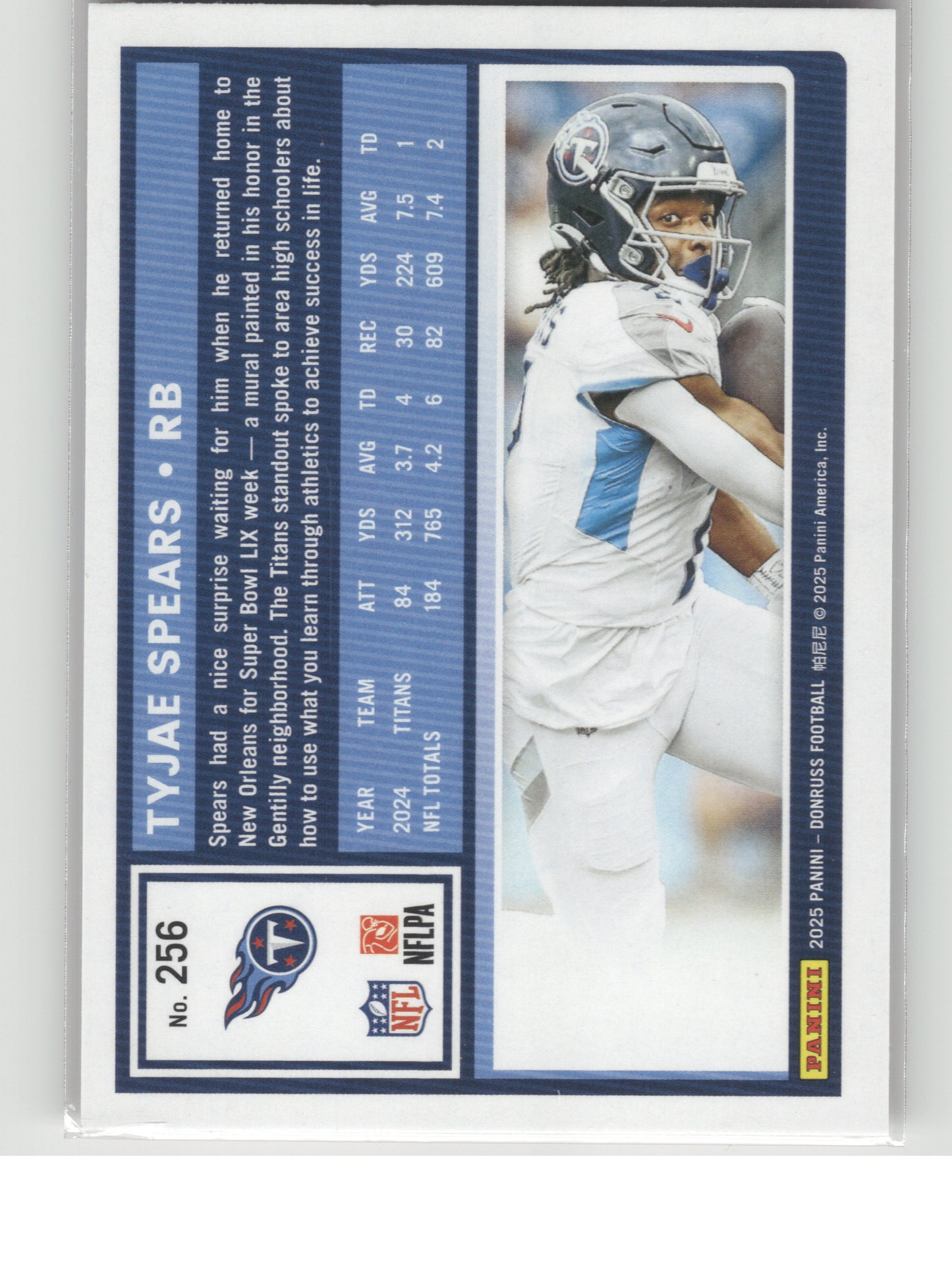 2025 Donruss #256 Tyjae Spears Press Proofs Red Tennessee Titans