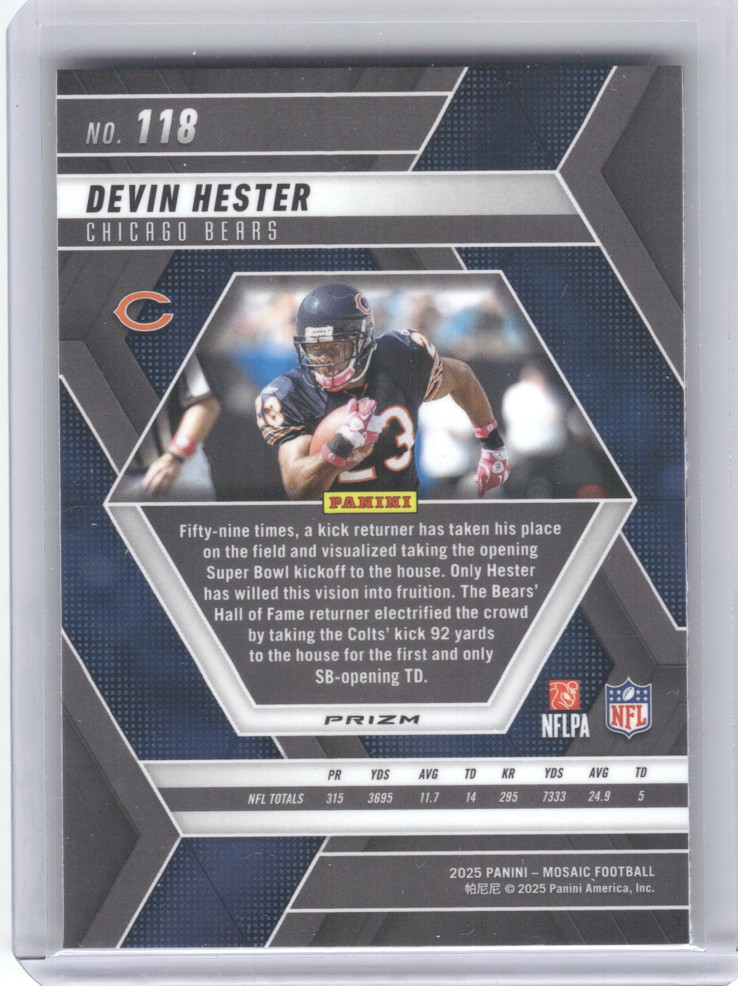 2025 Panini Mosaic #118 Devin Hester Mosaic Green Chicago Bears