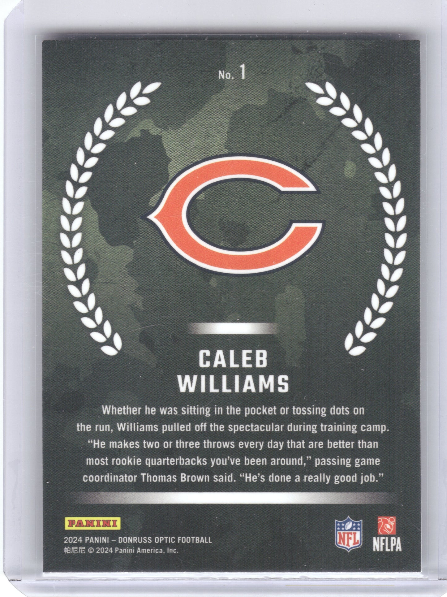 2024 Donruss Optic #1 Caleb Williams Rookie Recruits Chicago Bears
