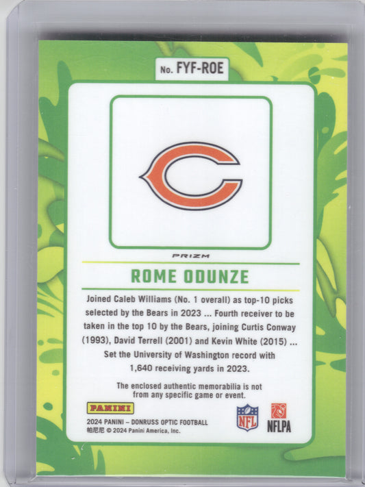 2024 Donruss Optic #FYF-ROE Rome Odunze First Year Fresh Blue Hyper Chicago Bears MEM