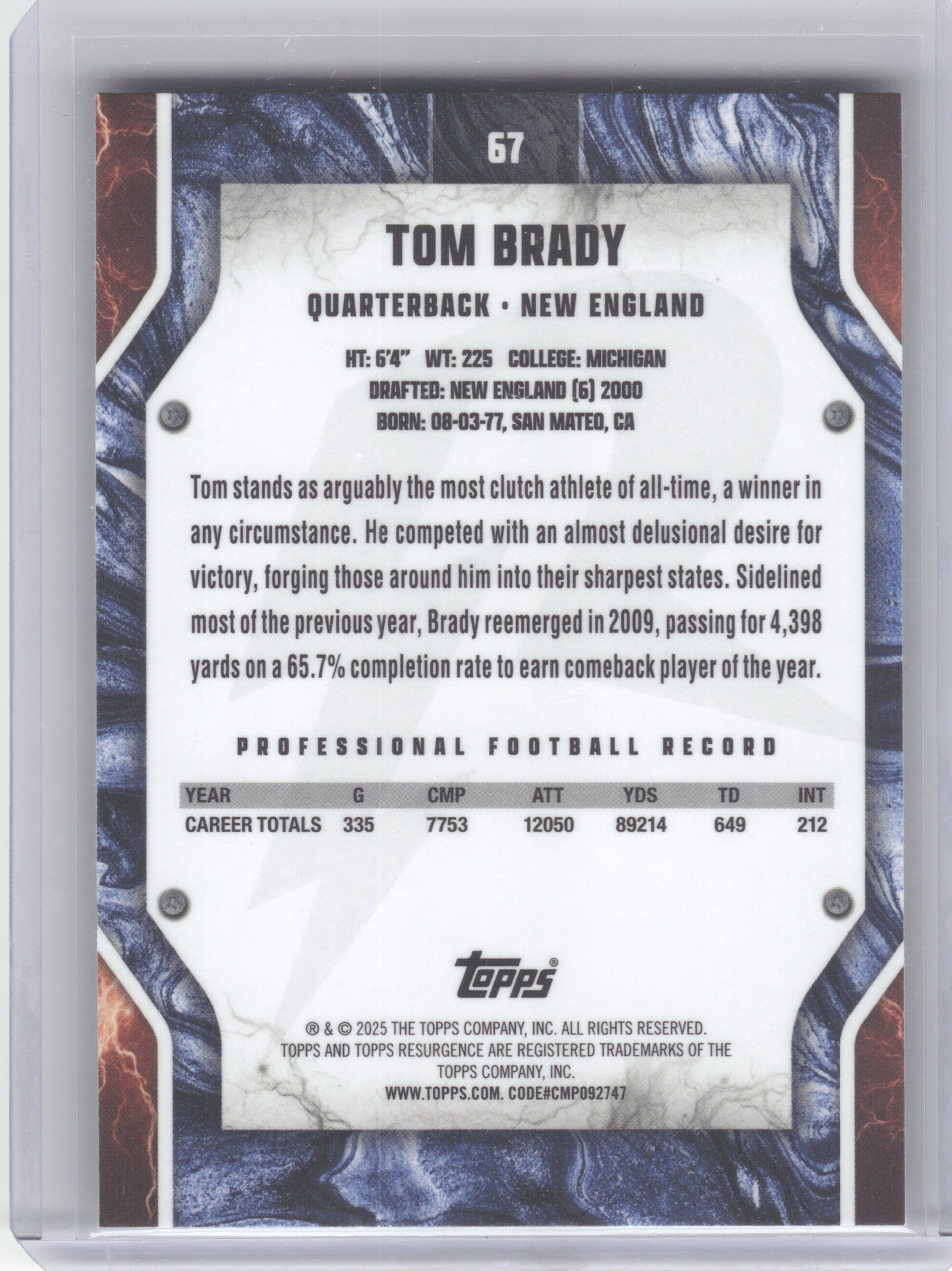 2024 Topps Resurgence #67 Tom Brady New England Patriots