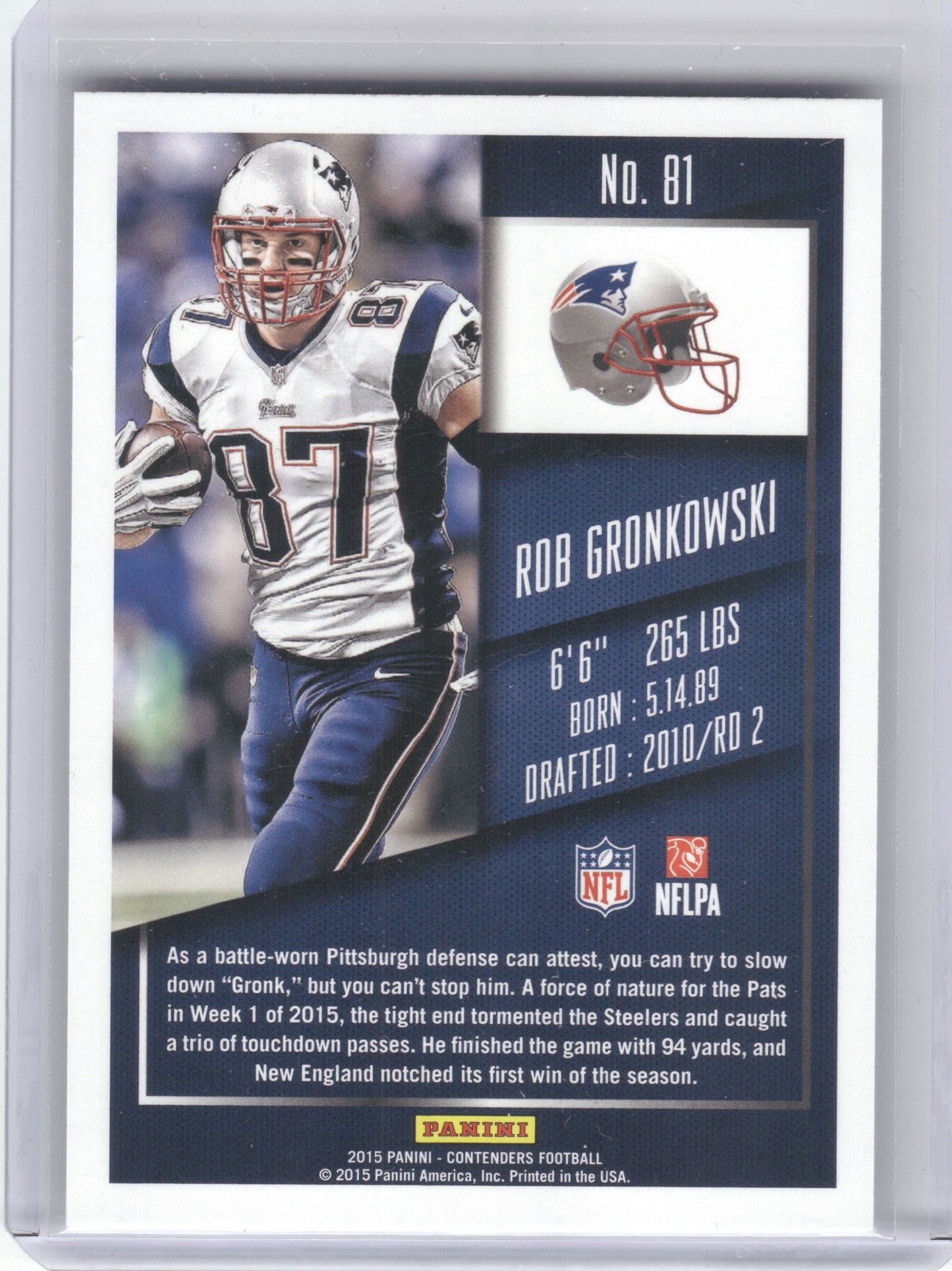2015 Panini Contenders #81 Rob Gronkowski New England Patriots