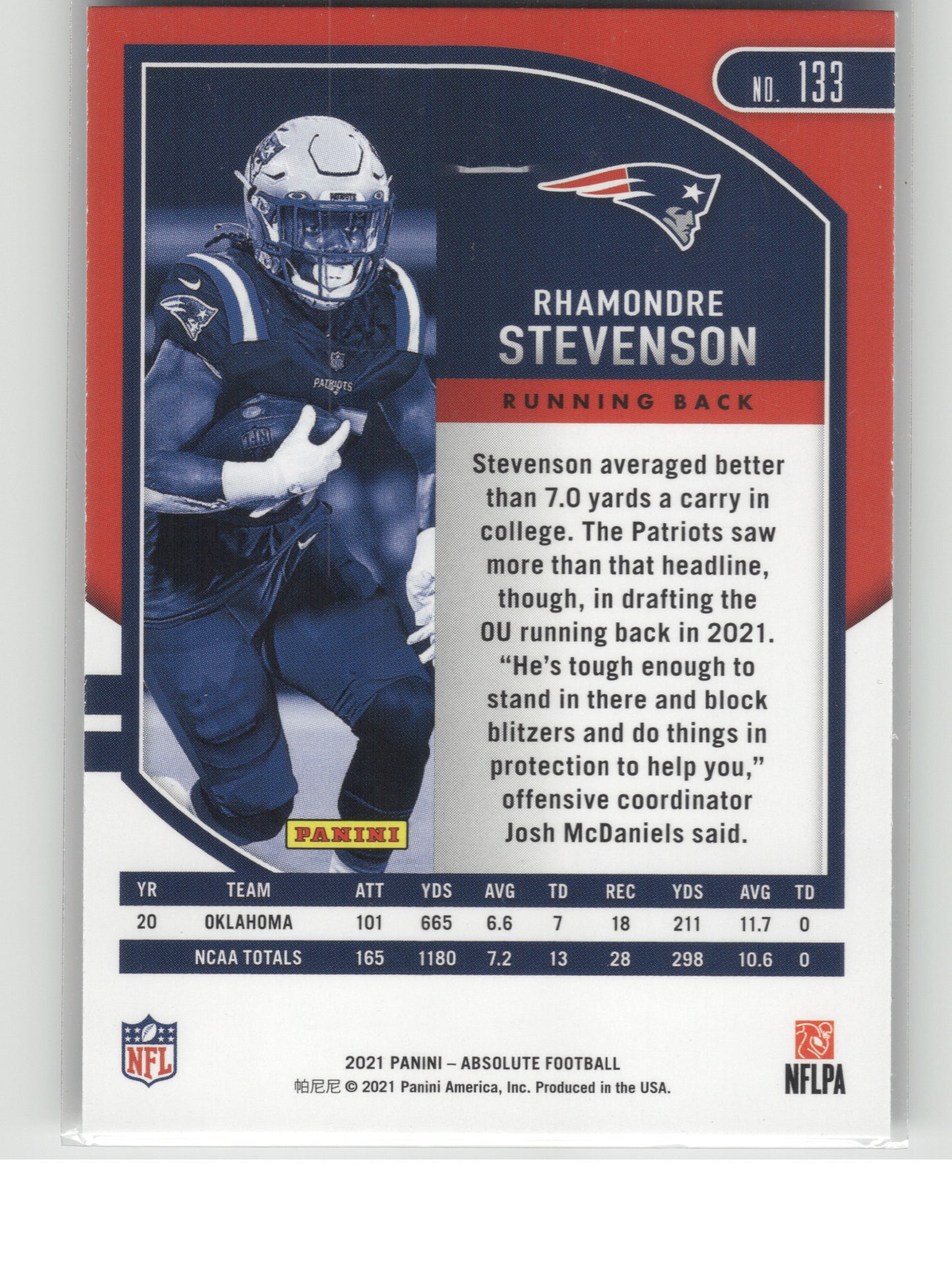 2021 Panini Absolute #133 Rhamondre Stevenson Green New England Patriots