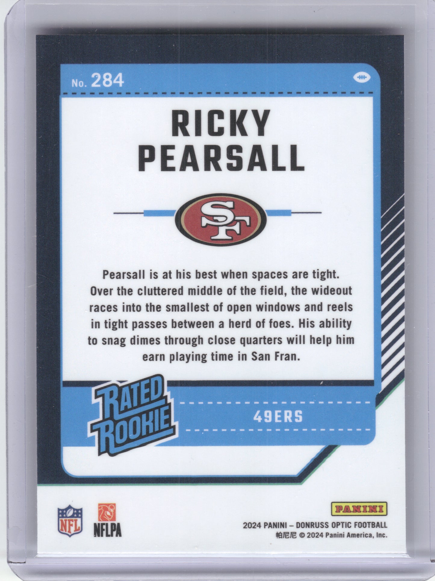 2024 Donruss Optic #284 Ricky Pearsall San Francisco 49ers RC