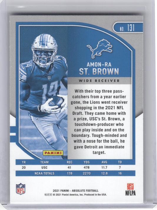 2021 Panini Absolute #131 Amon-Ra St. Brown Green Detroit Lions