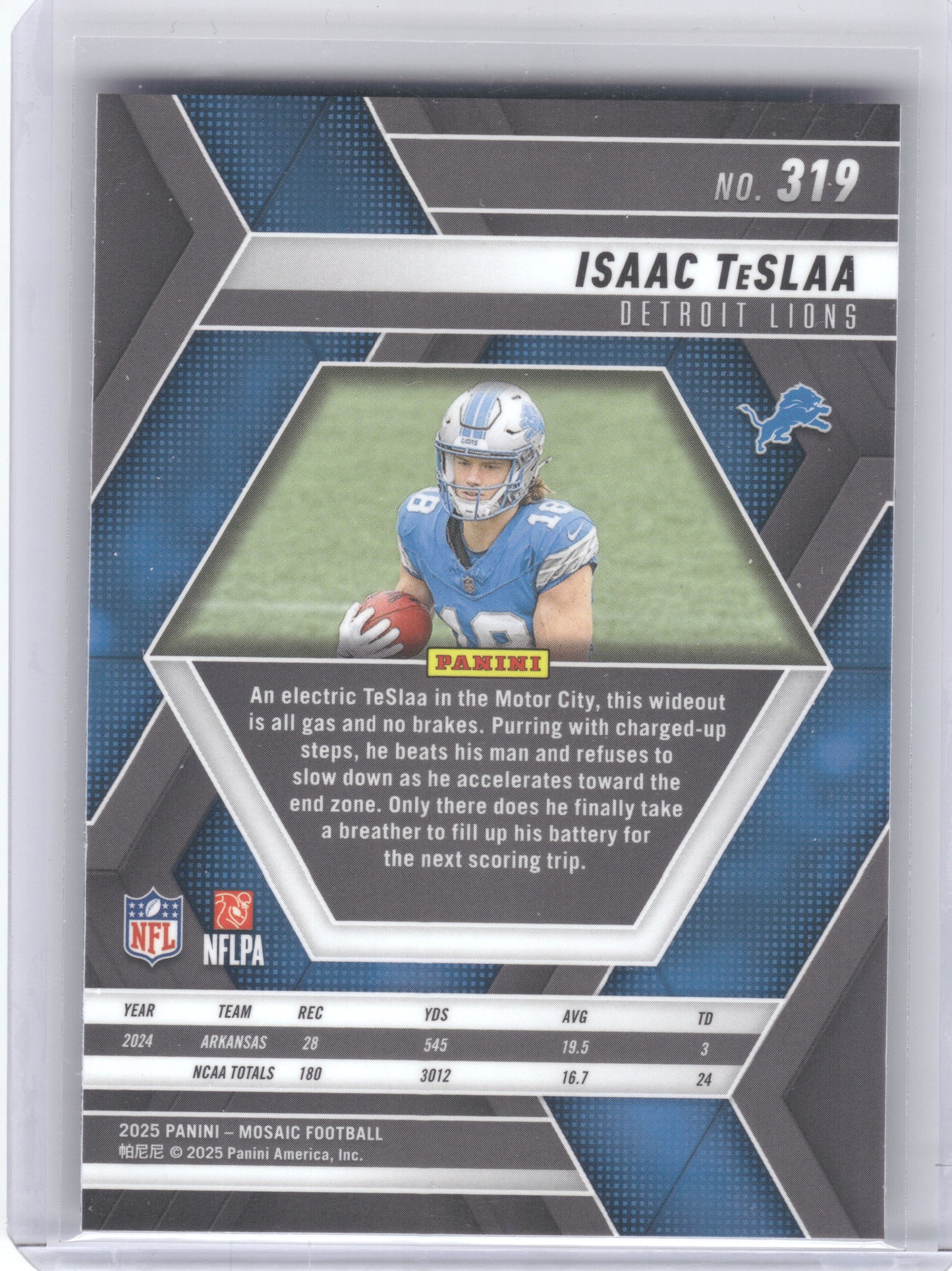 2025 Panini Mosaic #319 Isaac TeSlaa Detroit Lions RC