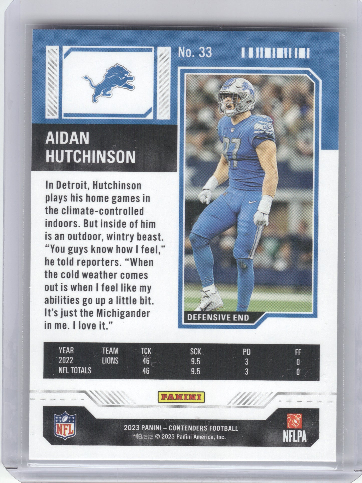 2023 Panini Contenders #33 Aidan Hutchinson Mojo Detroit Lions