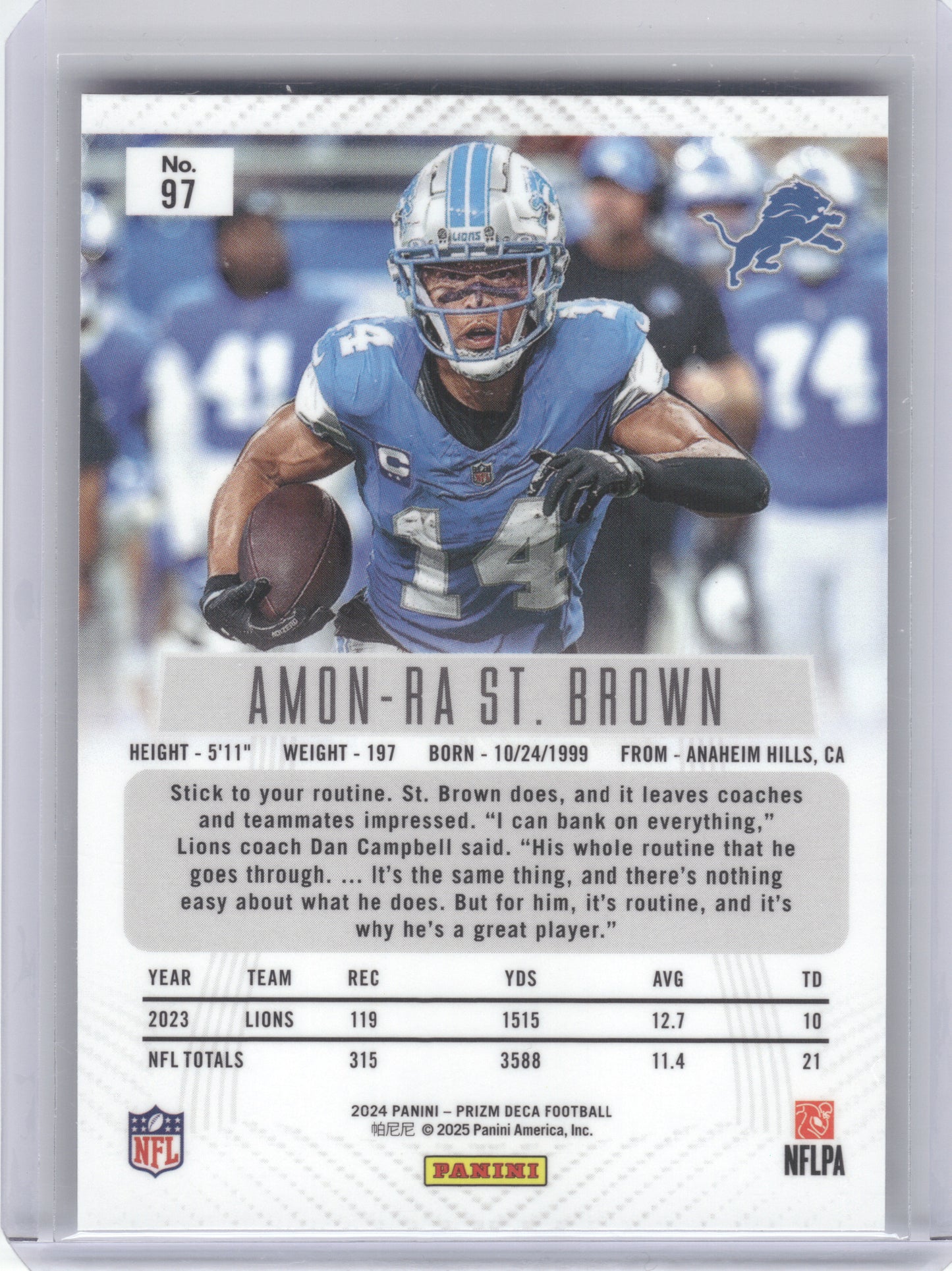 2024 Panini Prizm Deca #97 Amon-Ra St. Brown Detroit Lions