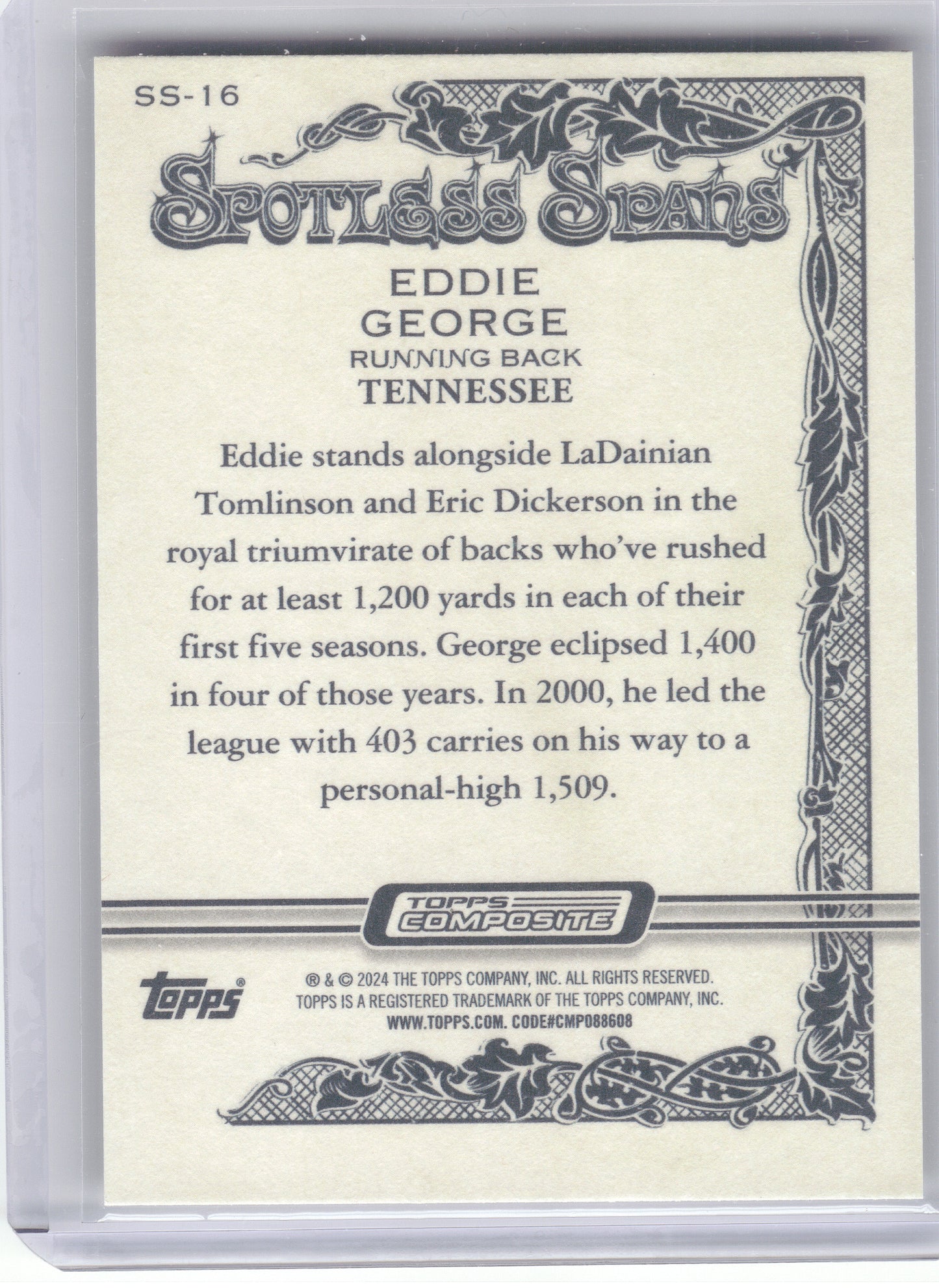 2023 Topps Composite #SS-16 Eddie George Spotless Spans Tennessee Titans