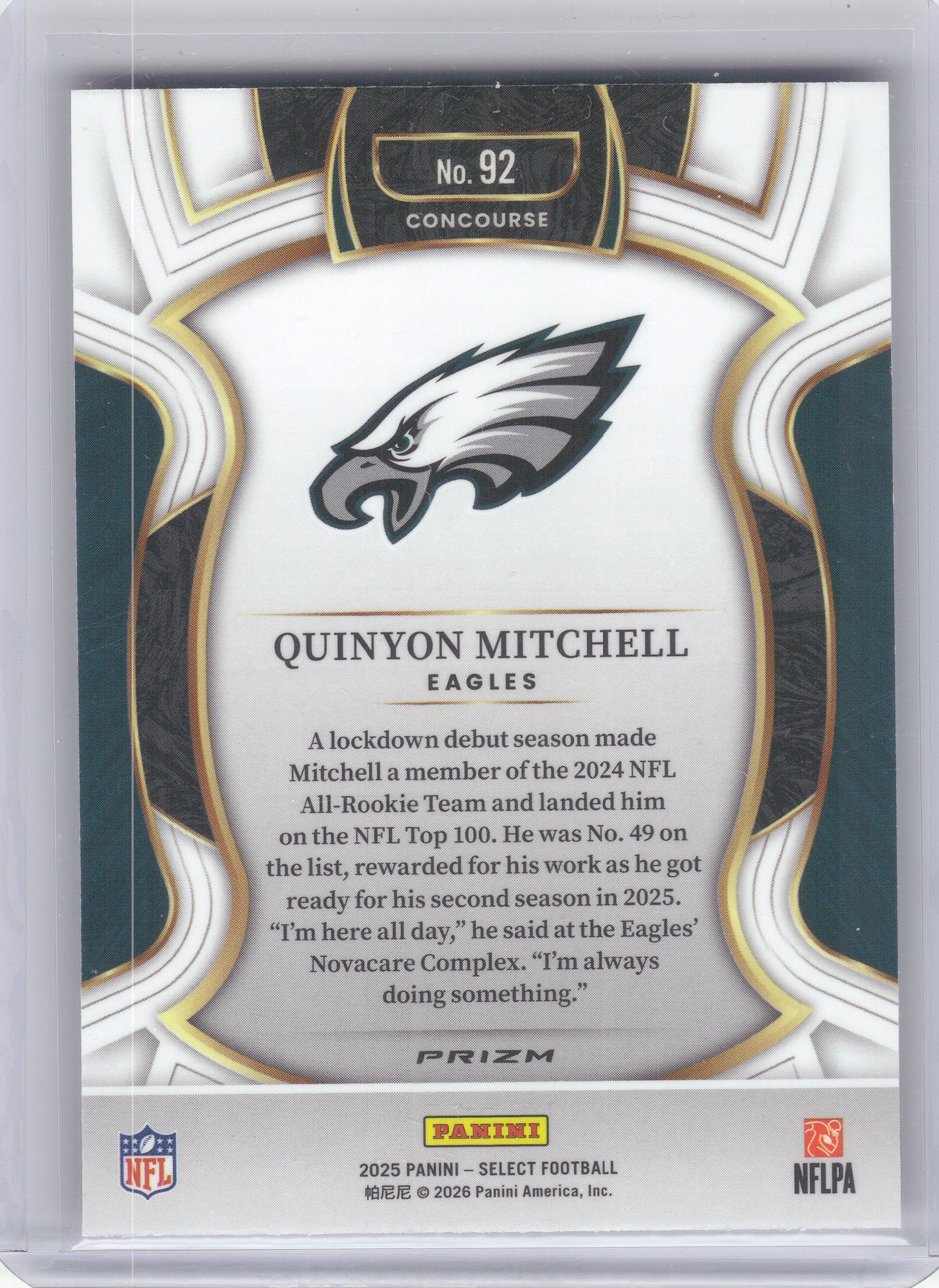 2025 Panini Select #92 Quinyon Mitchell Pink Prizm Shock Philadelphia Eagles