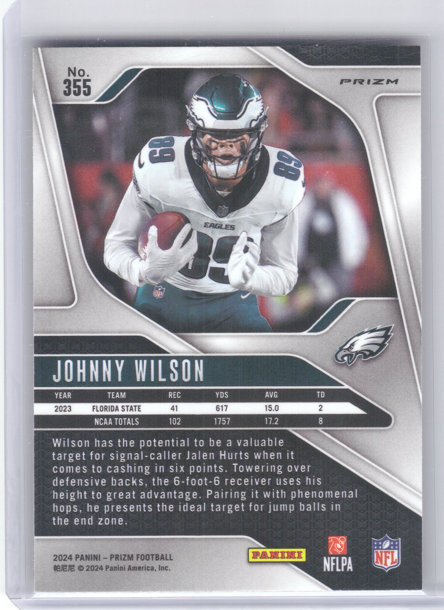2024 Panini Prizm #355 Johnny Wilson Pink Wave Philadelphia Eagles RC