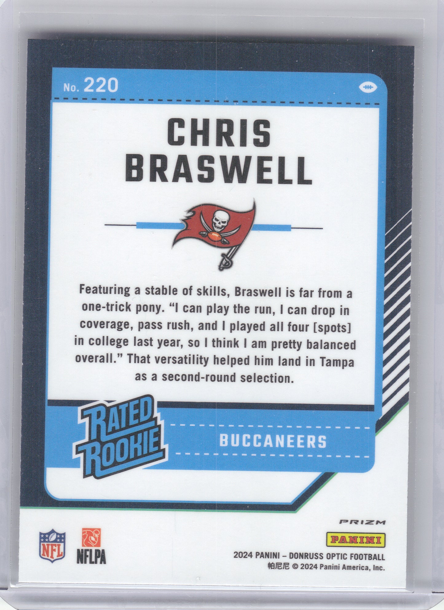 2024 Donruss Optic #220 Chris Braswell Stars Tampa Bay Buccaneers