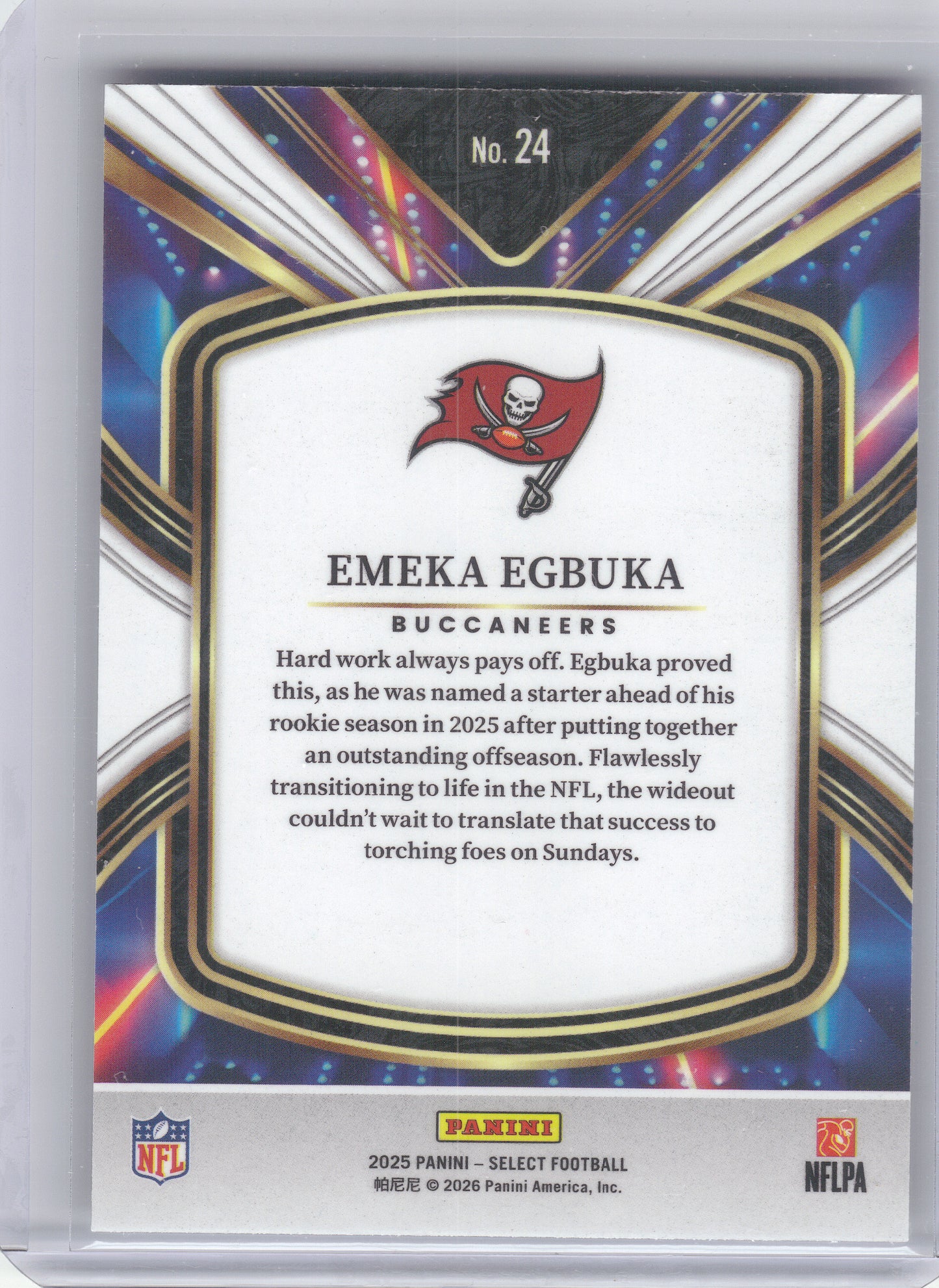 2025 Panini Select #24 Emeka Egbuka Select Future Tampa Bay Buccaneers