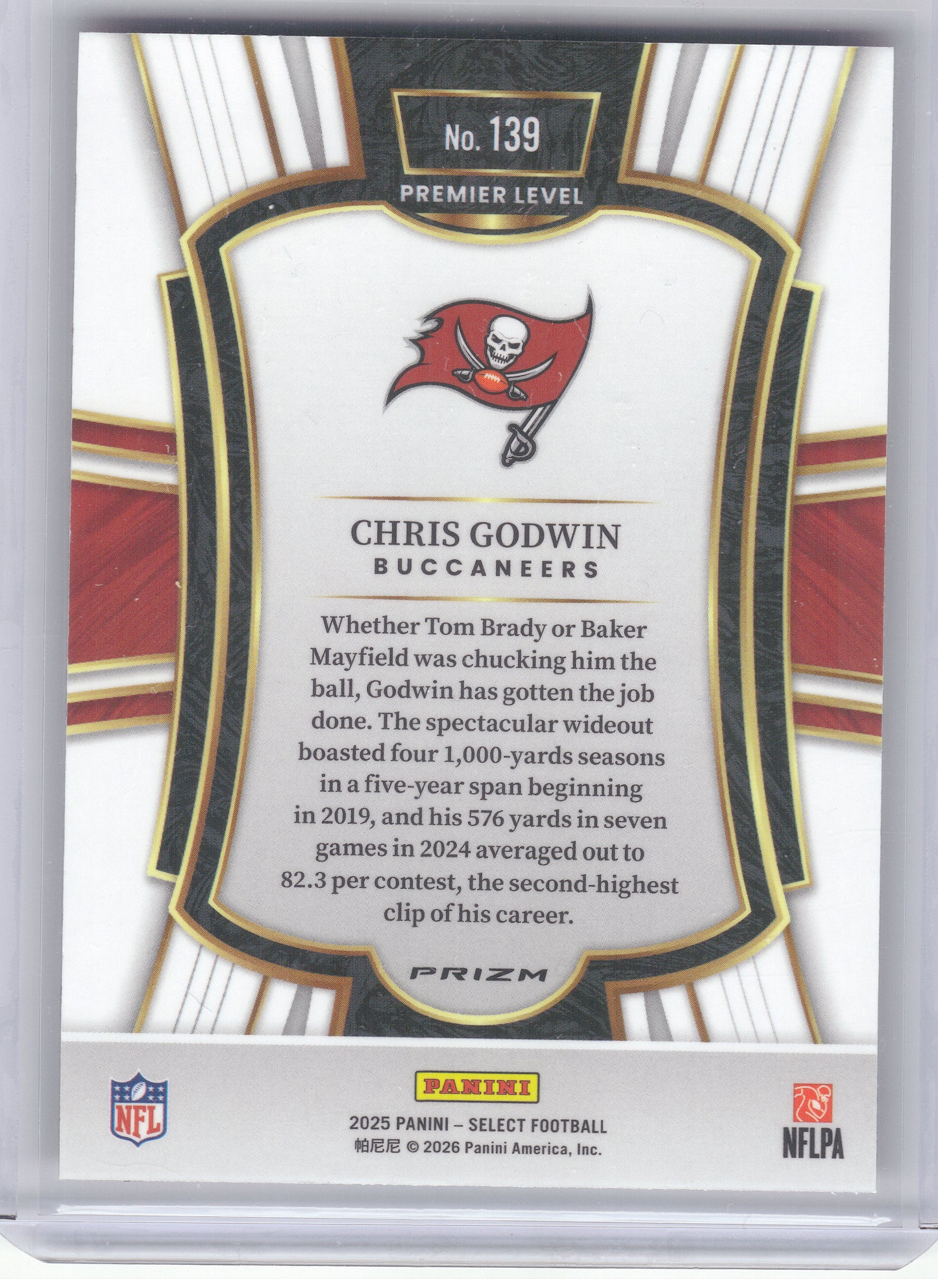 2025 Panini Select #139 Chris Godwin Pink Prizm Shock Tampa Bay Buccaneers