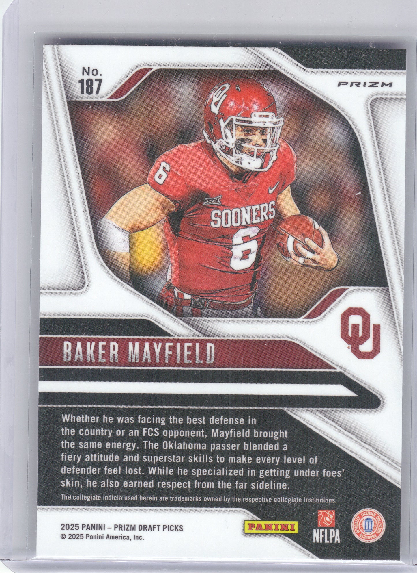 2025 Panini Prizm Draft Picks #187 Baker Mayfield Prizms Silver Oklahoma Sooners