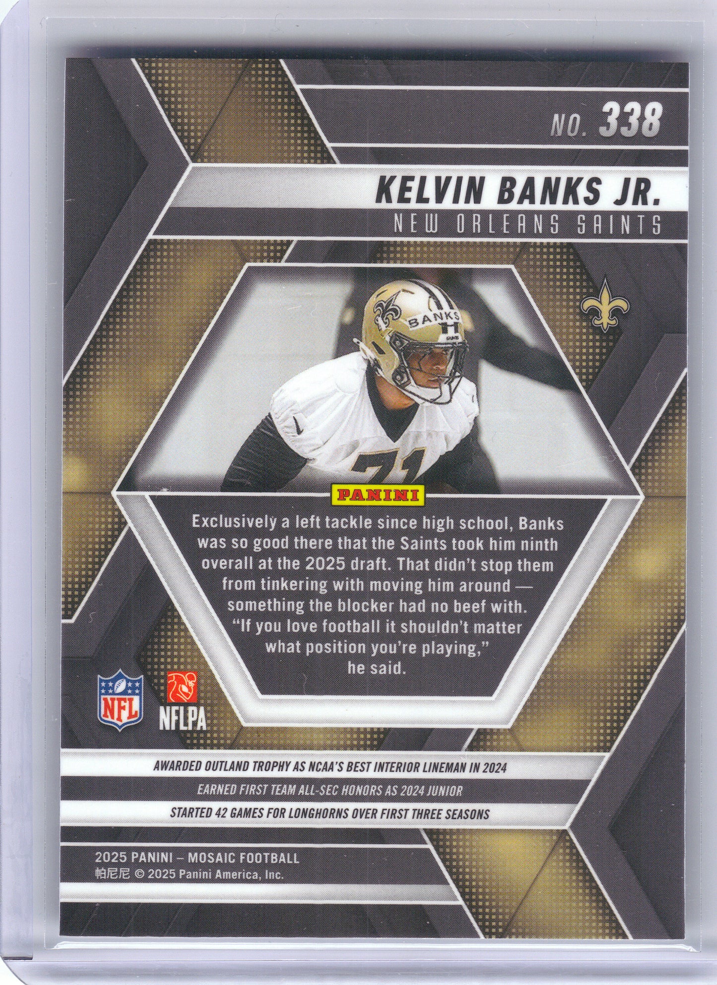 2025 Panini Mosaic #338 Kelvin Banks Jr. New Orleans Saints RC