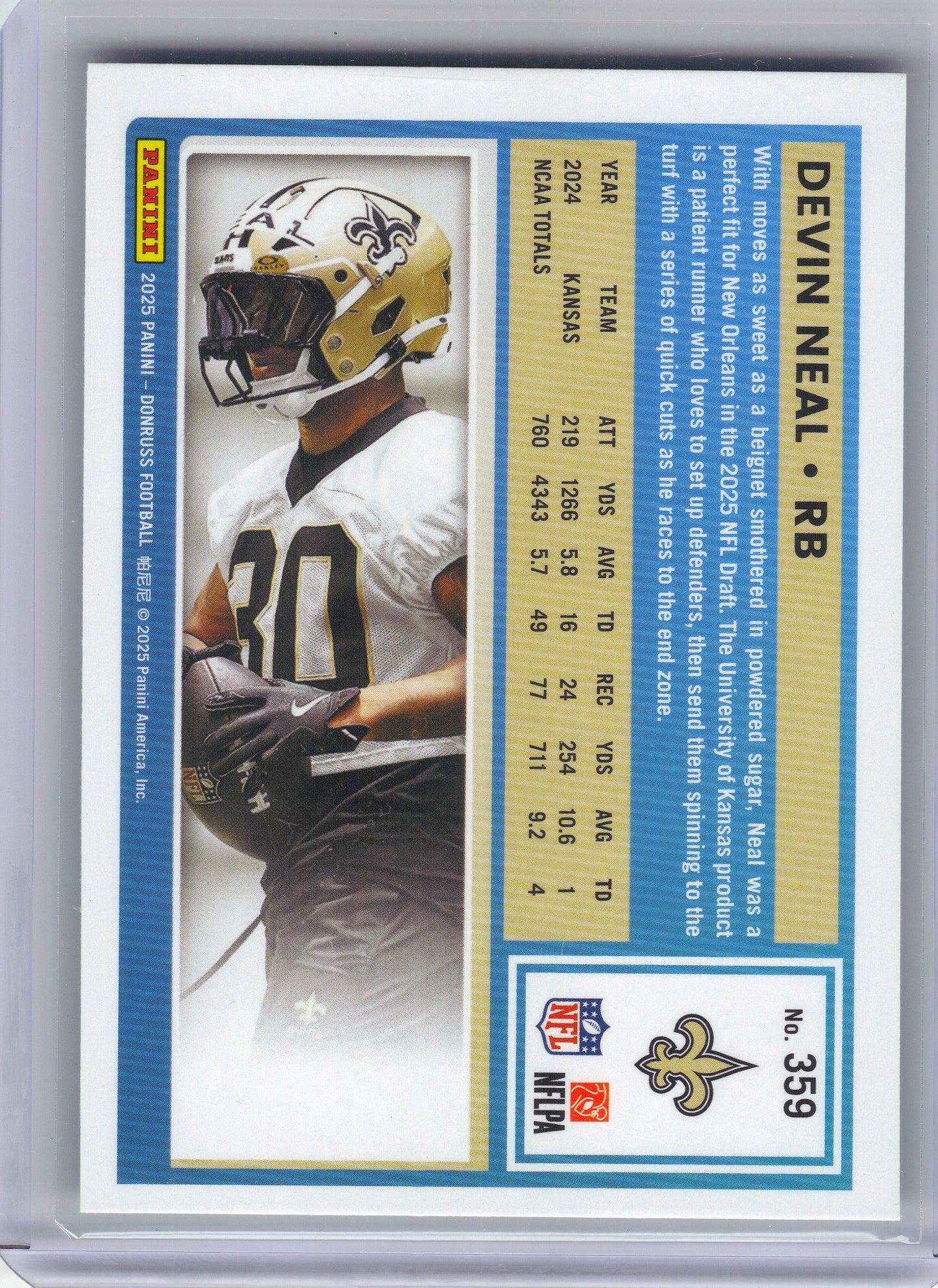 2025 Donruss #359 Devin Neal Press Proofs Green New Orleans Saints RC
