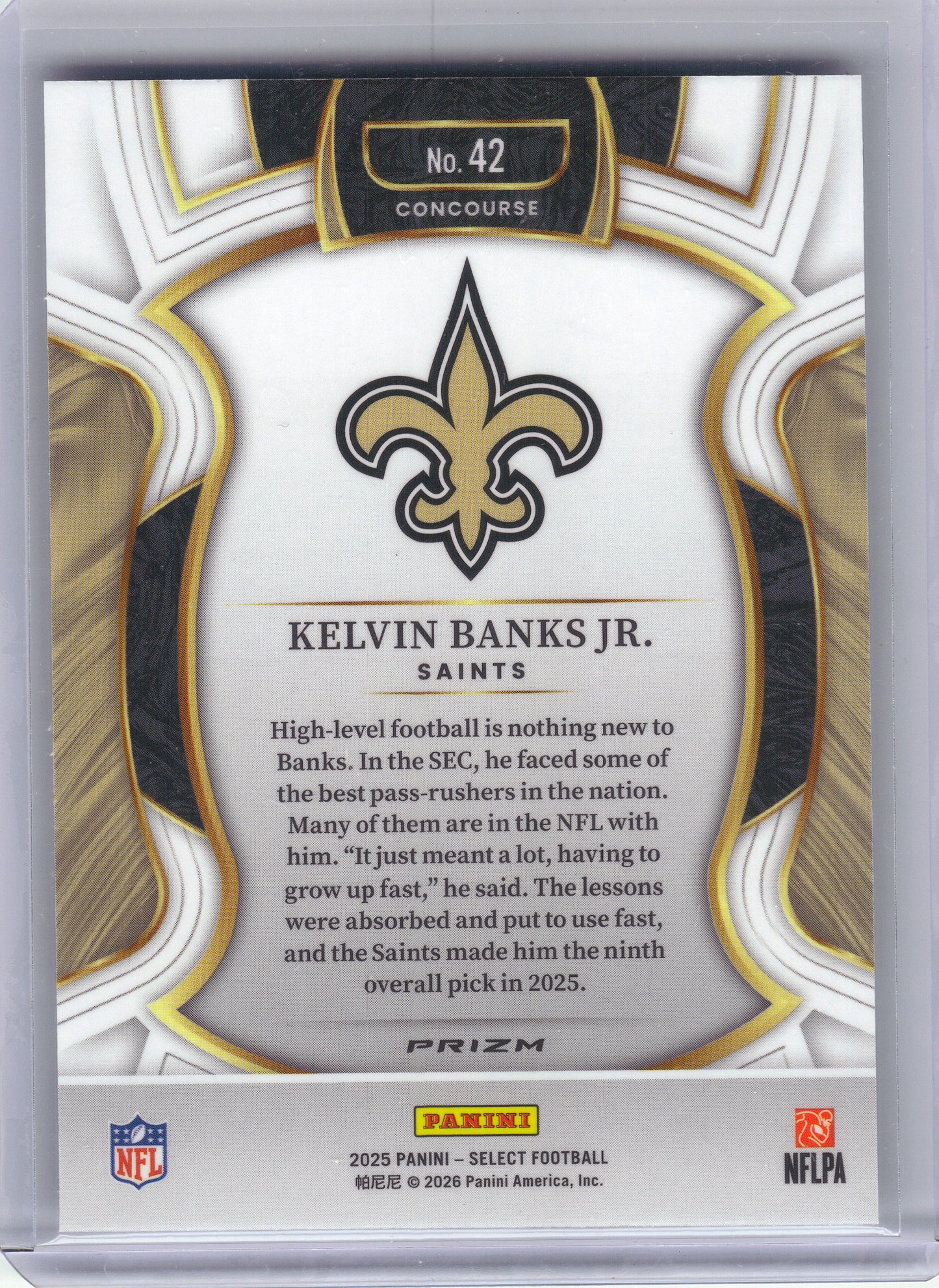 2025 Panini Select #42 Kelvin Banks Jr. Silver Prizm New Orleans Saints