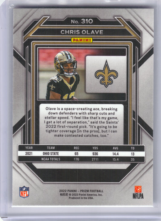 2022 Panini Prizm #310 Chris Olave New Orleans Saints RC