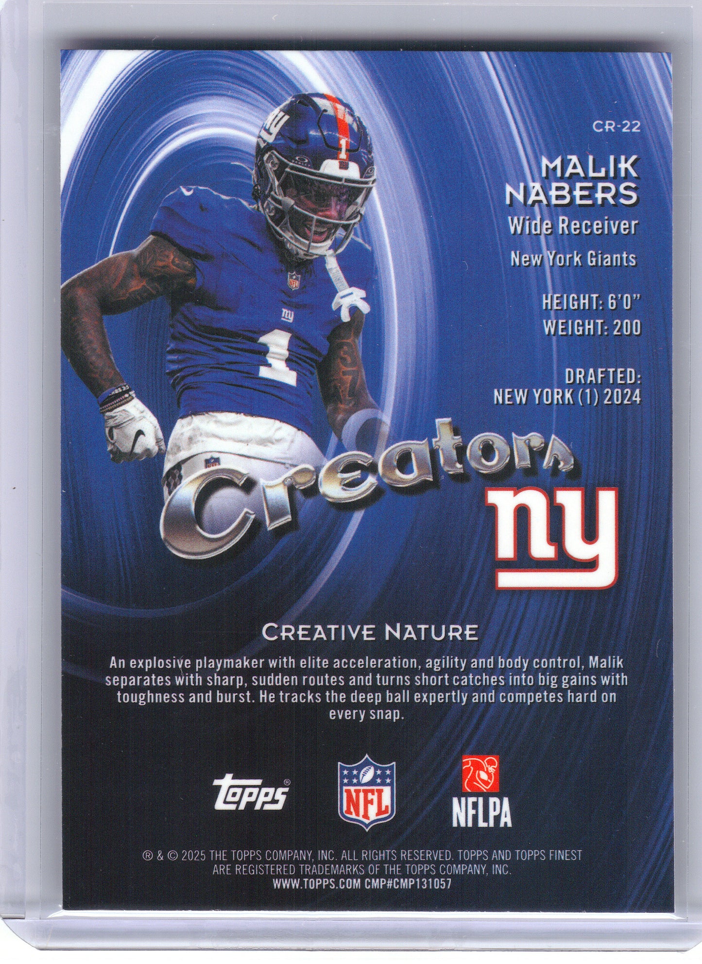 2025 Finest #CR-22 Malik Nabers Creators New York Giants