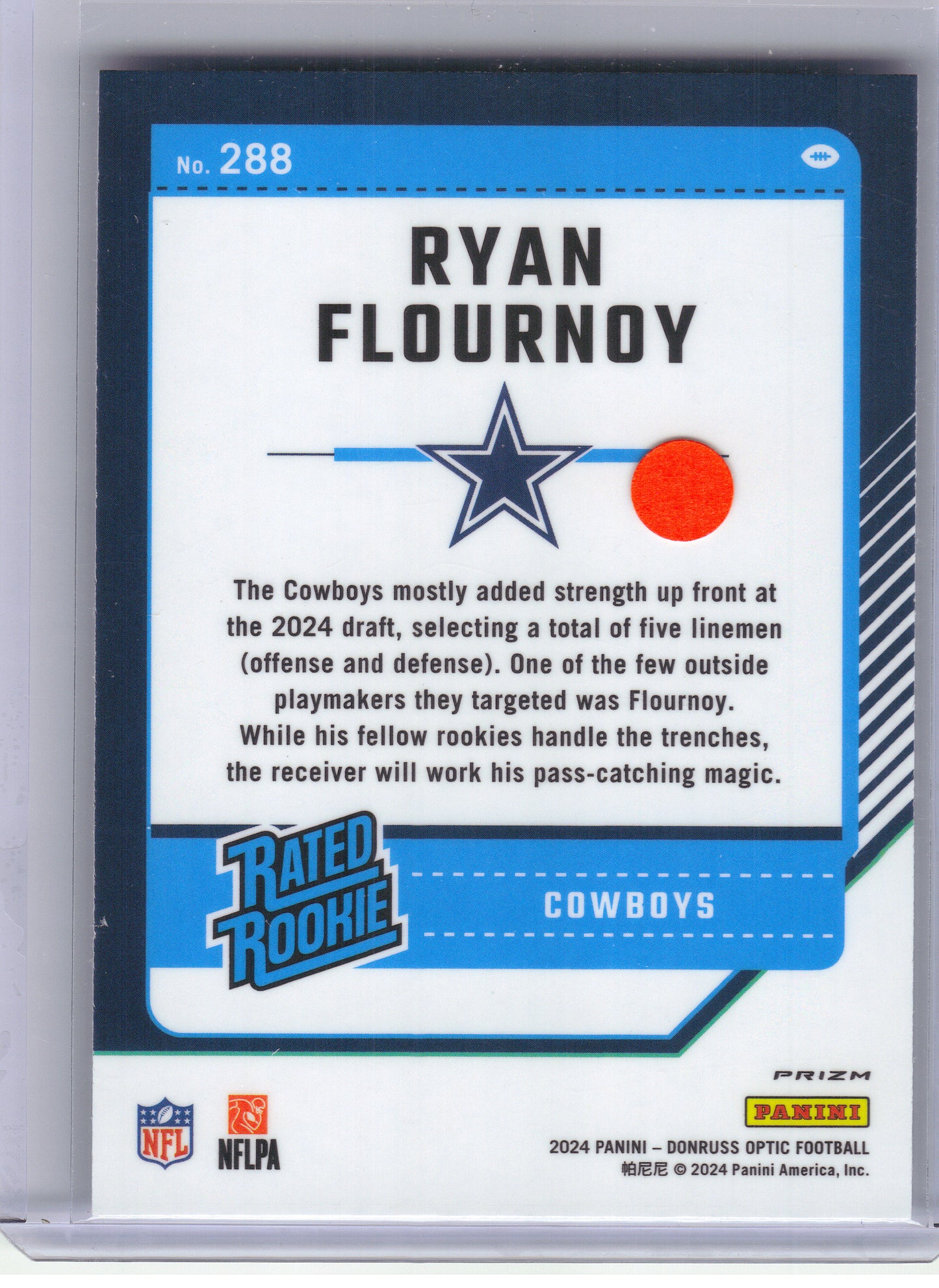 2024 Donruss Optic #288 Ryan Flournoy Stars Dallas Cowboys