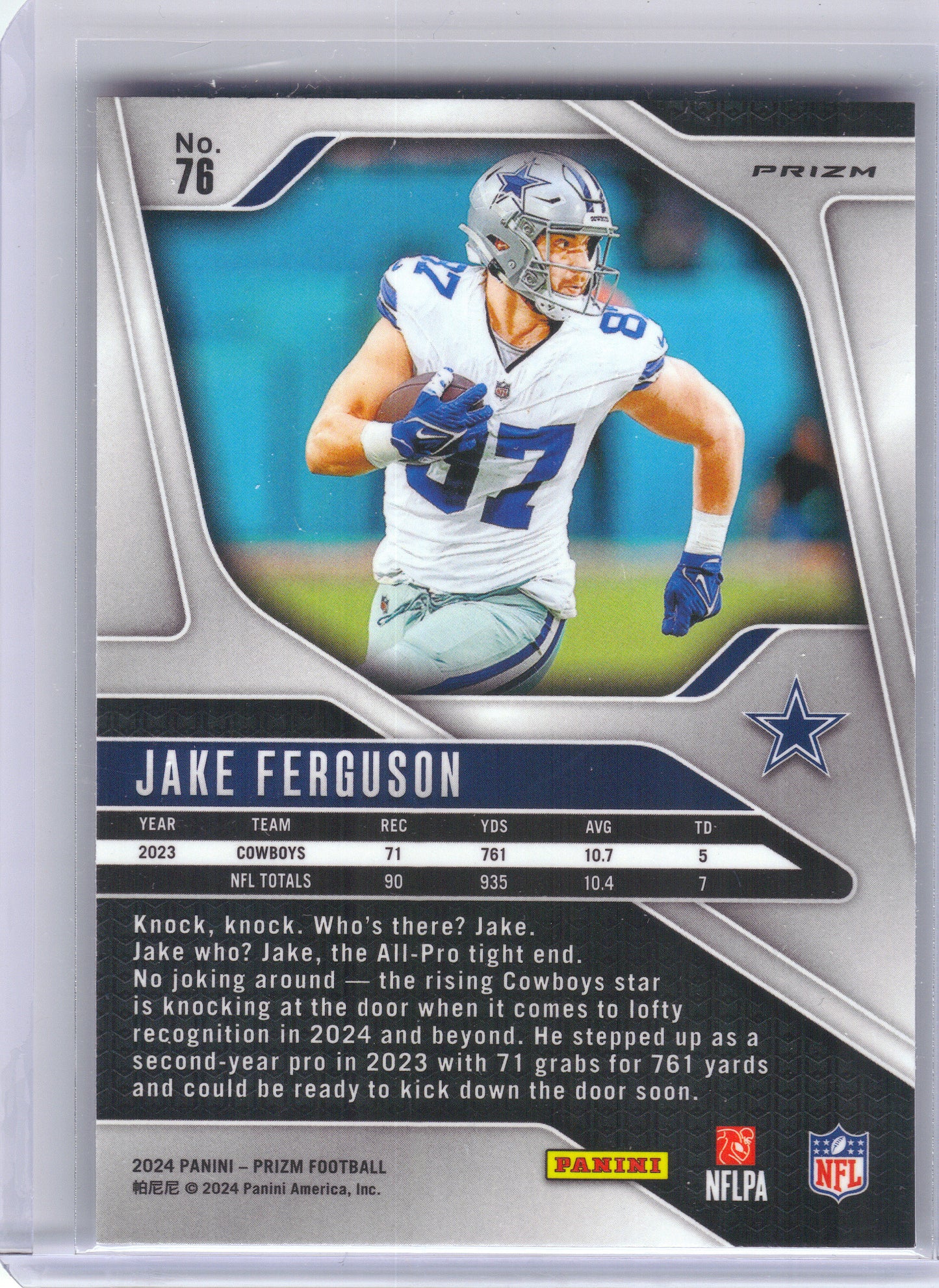 2024 Panini Prizm #76 Jake Ferguson Silver Dallas Cowboys
