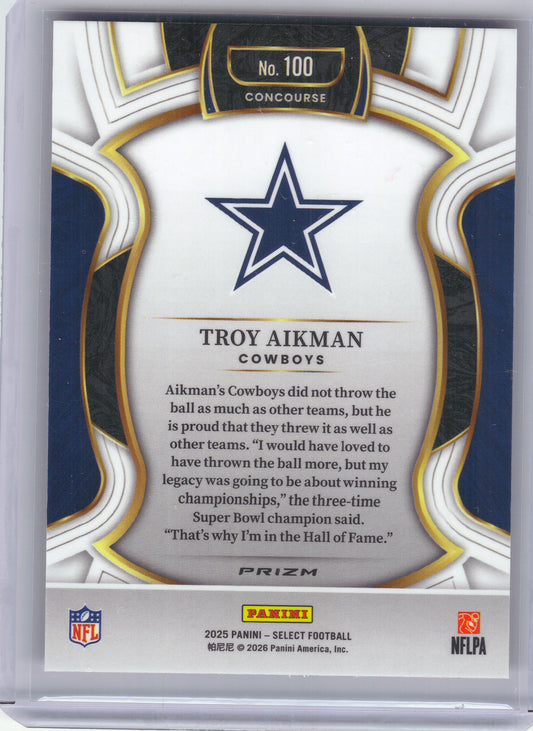 2025 Panini Select #100 Troy Aikman Pink Prizm Shock Dallas Cowboys
