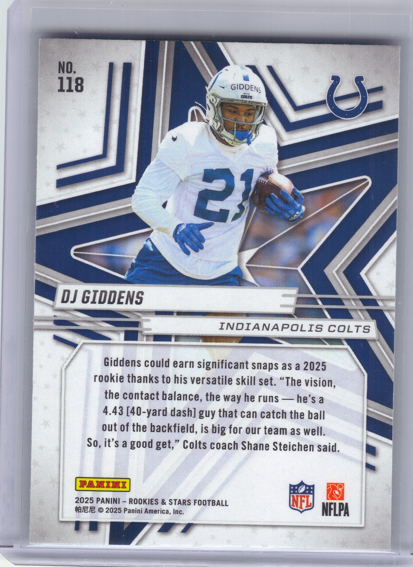 2025 Panini Rookies & Stars #118 DJ Giddens Indianapolis Colts RC