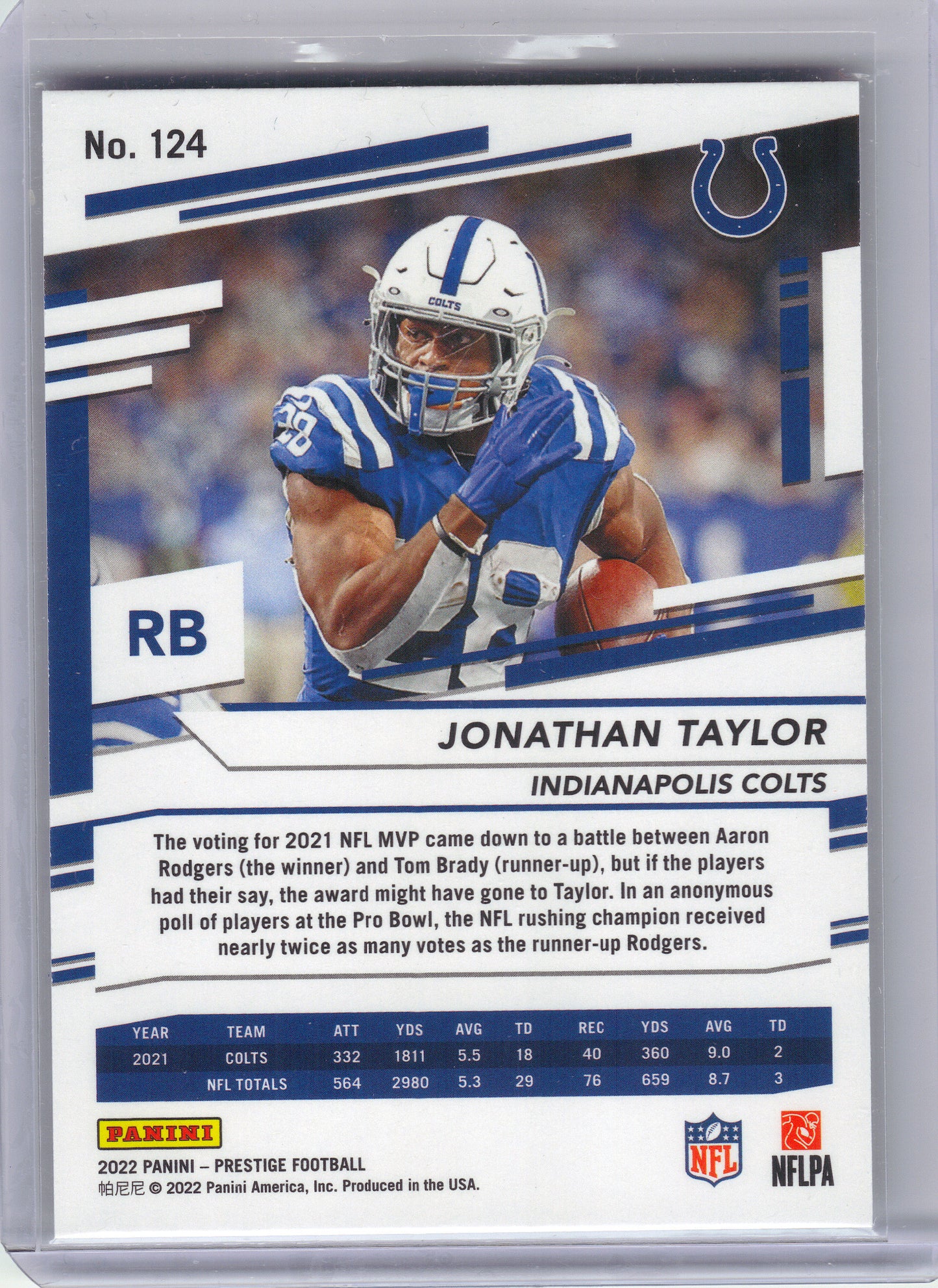 2022 Panini Prestige #124 Jonathan Taylor Xtra Points Astral Indianapolis Colts