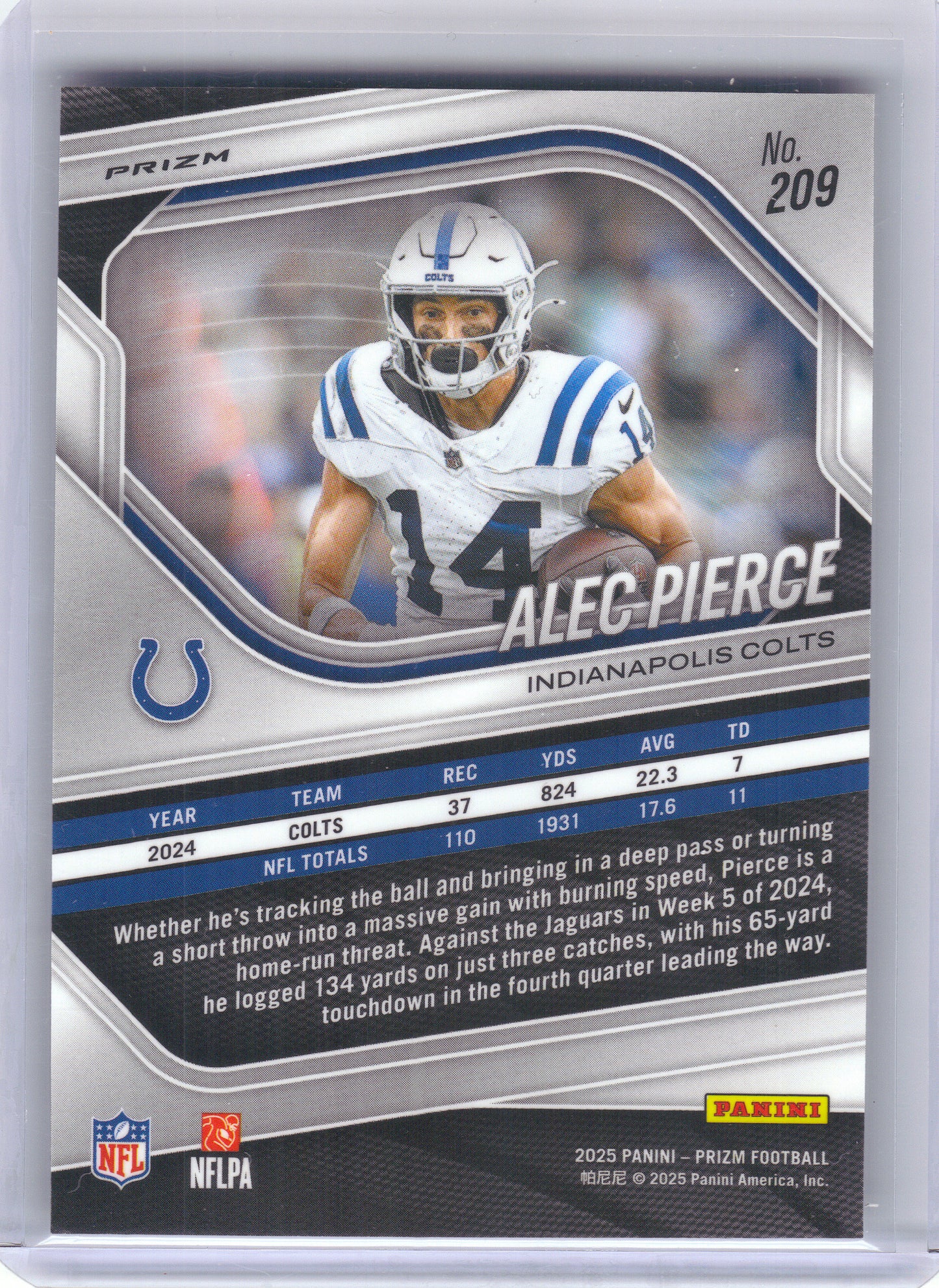 2025 Panini Prizm #209 Alec Pierce Silver Indianapolis Colts