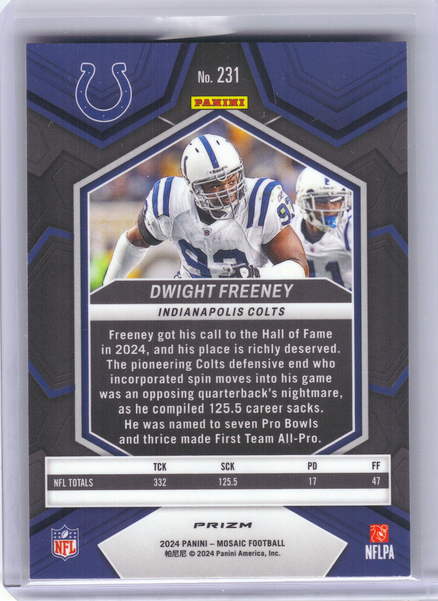 2024 Panini Mosaic #231 Dwight Freeney Mosaic Camo Pink Indianapolis Colts