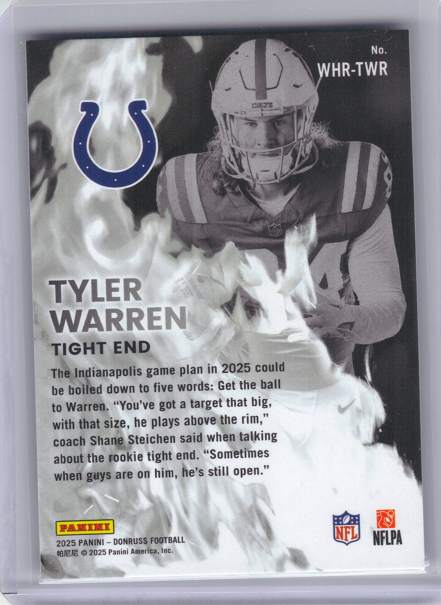 2025 Donruss #WHR-TWR Tyler Warren White Hot Rookies Indianapolis Colts