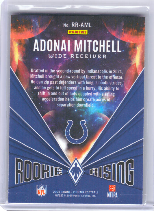 2024 Panini Phoenix #RR-AML Adonai Mitchell Rookie Rising Lazer Indianapolis Colts
