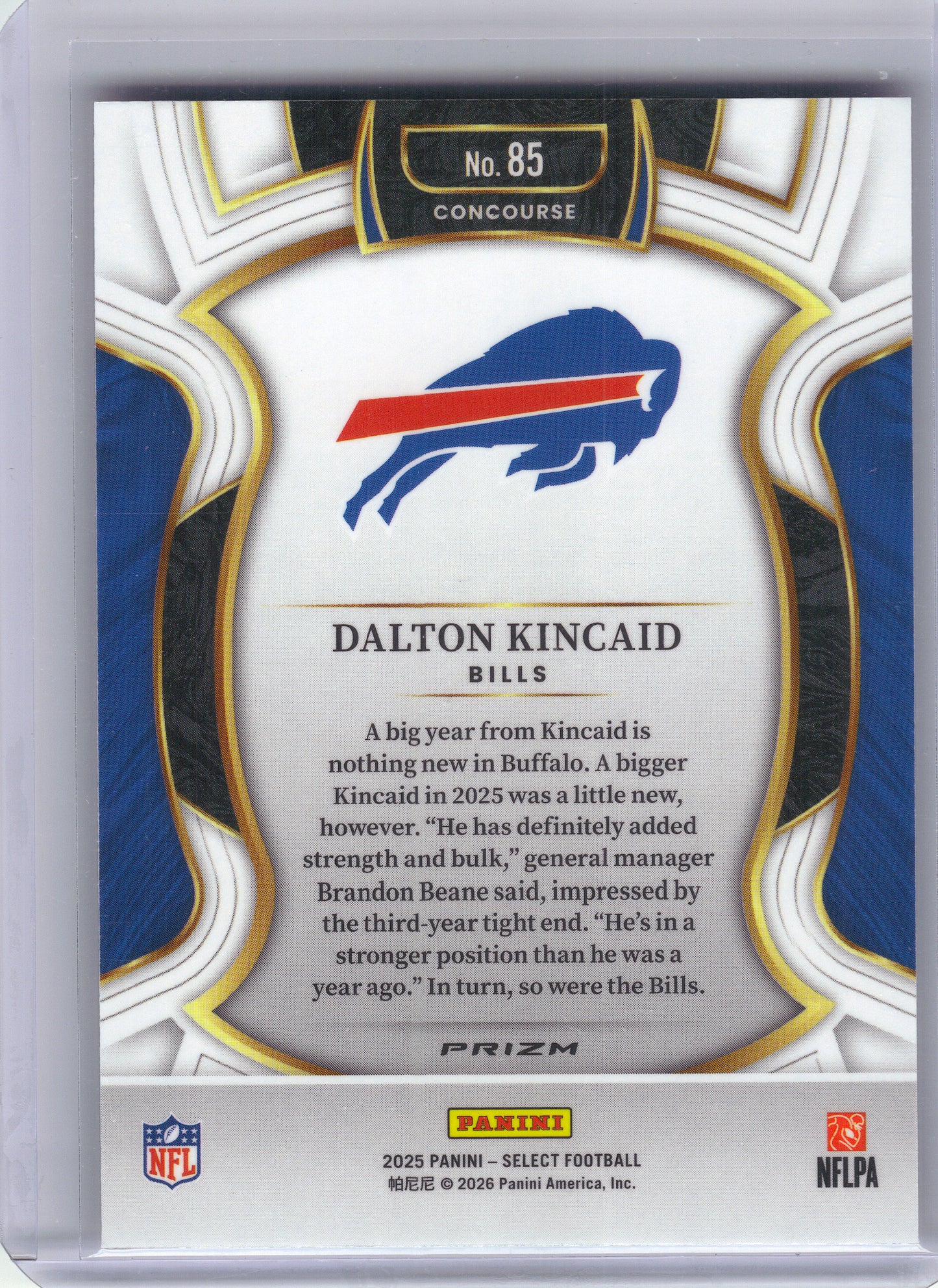 2025 Panini Select #85 Dalton Kincaid Pink Prizm Shock Buffalo Bills