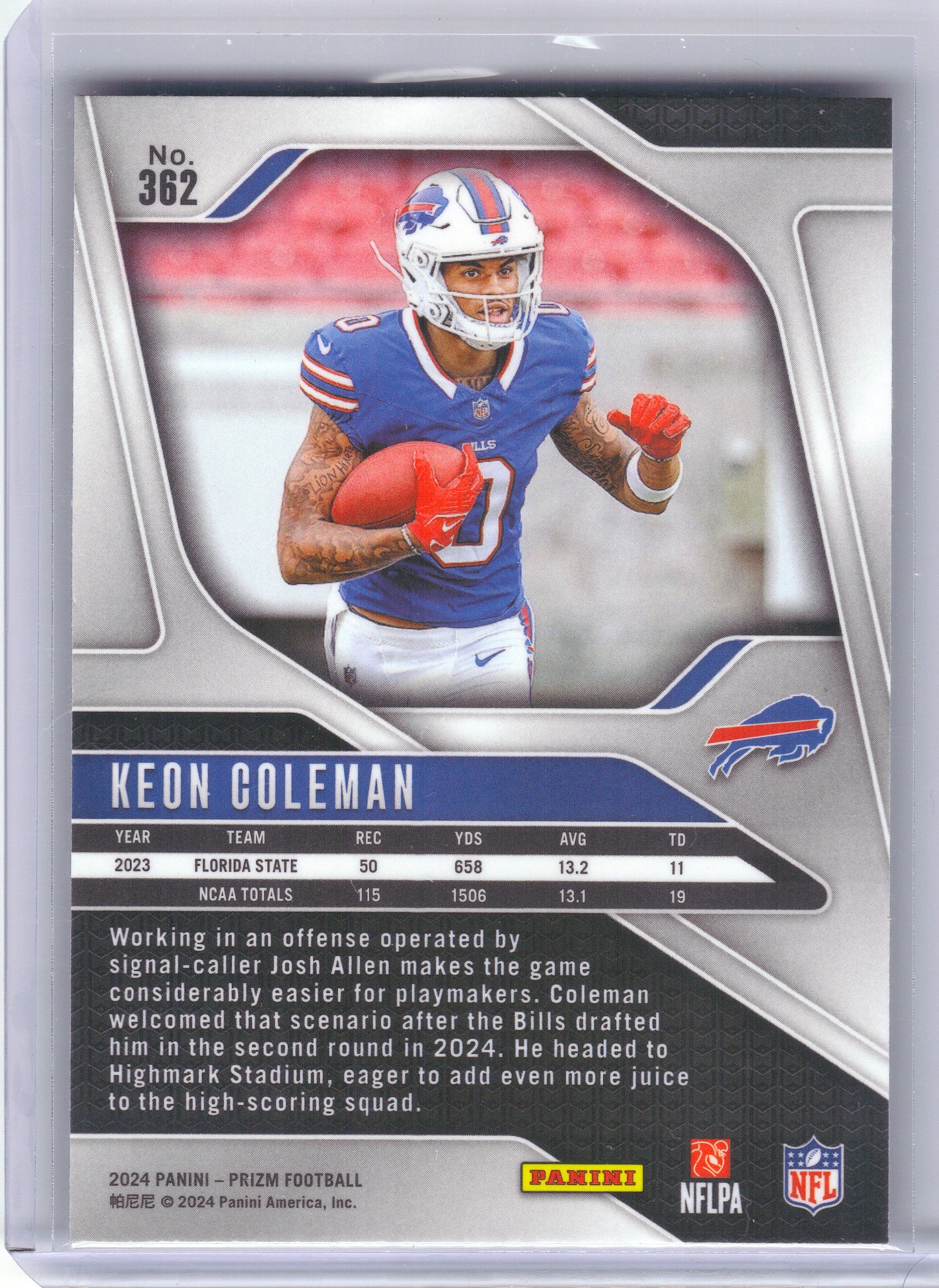 2024 Panini Prizm #362 Keon Coleman Buffalo Bills RC