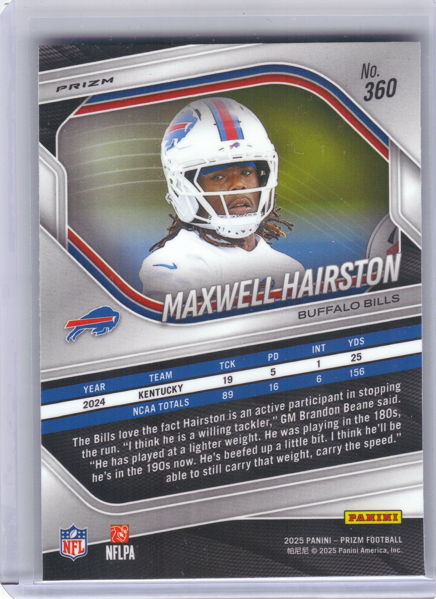2025 Panini Prizm #360 Maxwell Hairston Silver Buffalo Bills