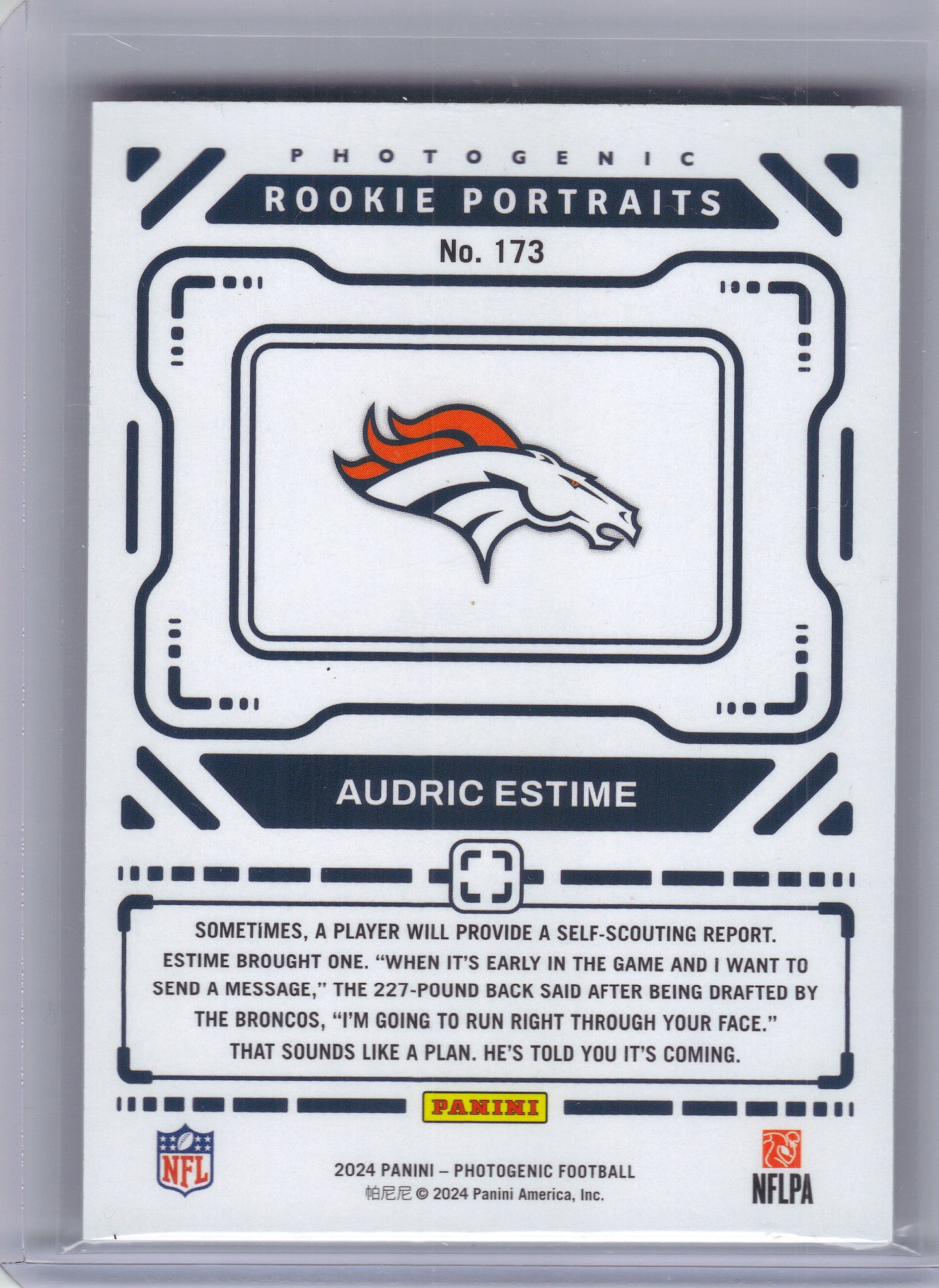 2024 Panini Photogenic #173 Audric Estime Denver Broncos RC
